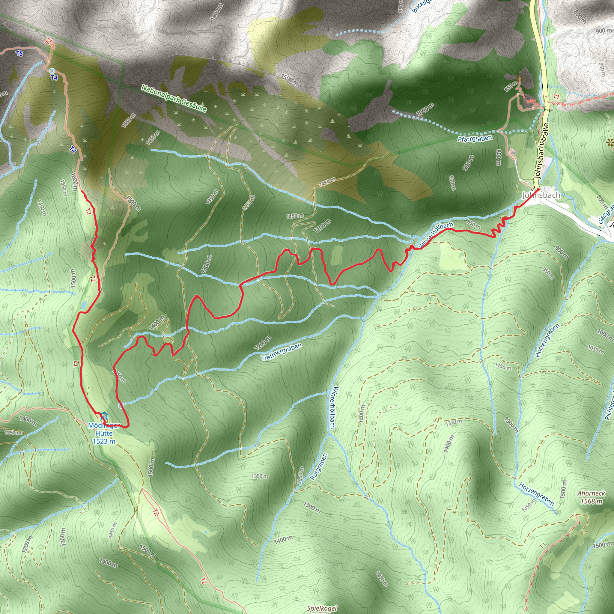 Johnsbach - Mödlingerhütte to Heroes Cross mobile static map