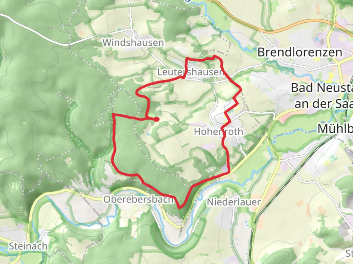An image depicting the trail Hohenroth Loop and its surrounding area.