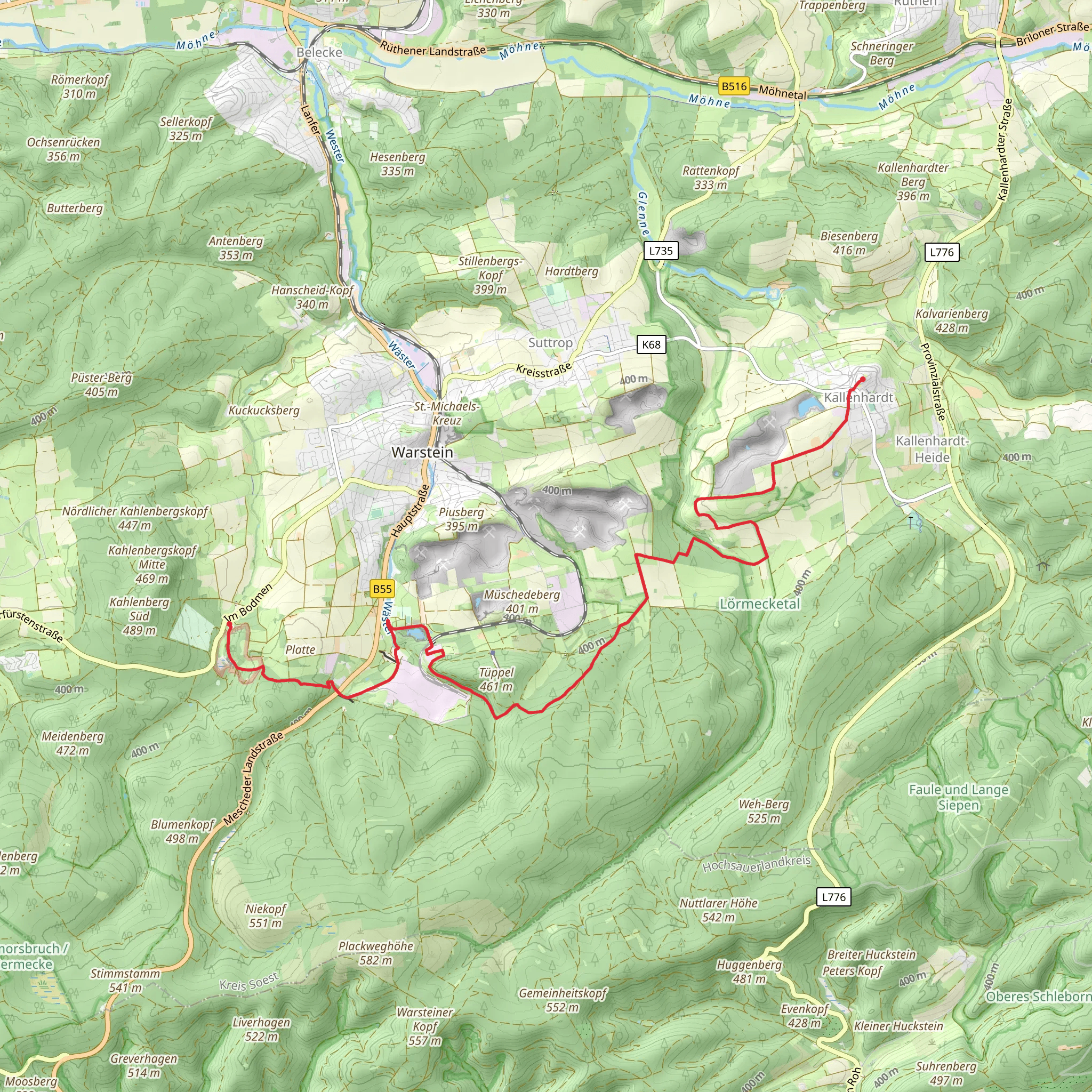 Wildpark Bilsteintal to Kallenhardt Walk via Besucherzentrum mobile static map