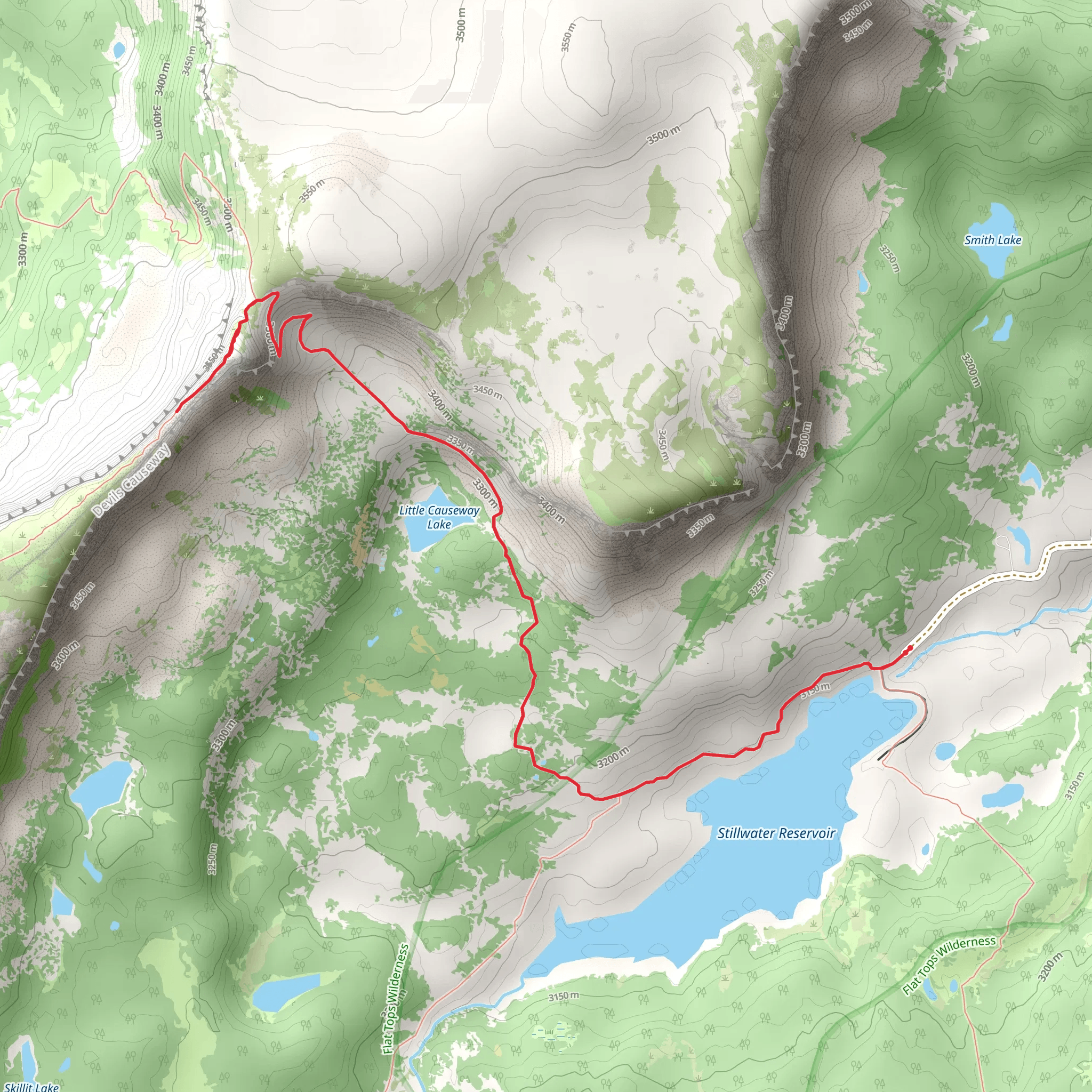 Stillwater Reservoir, Little Causeway Lake and East Fork Trail mobile static map