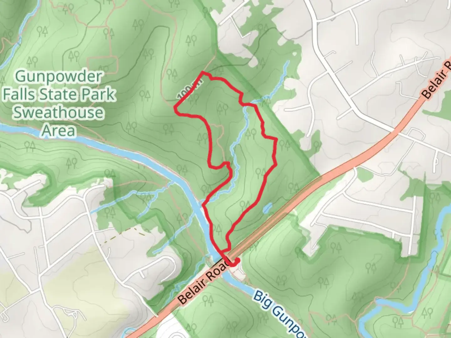 An image depicting the trail Big Gunpowder Falls Loop and its surrounding area.