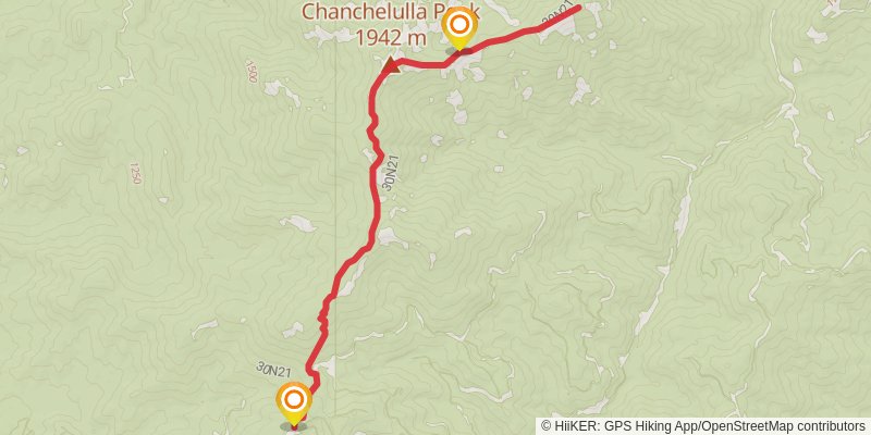 Chanchelulla Divide Trail stage 2 Map