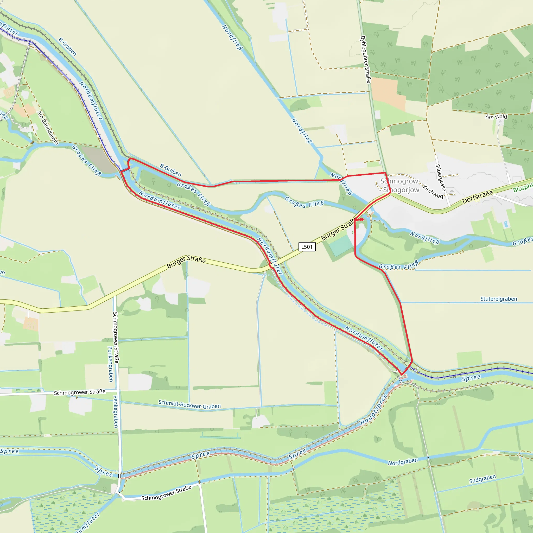 Wassermuhle Loop via Rundwanderweg Schmogrow mobile static map