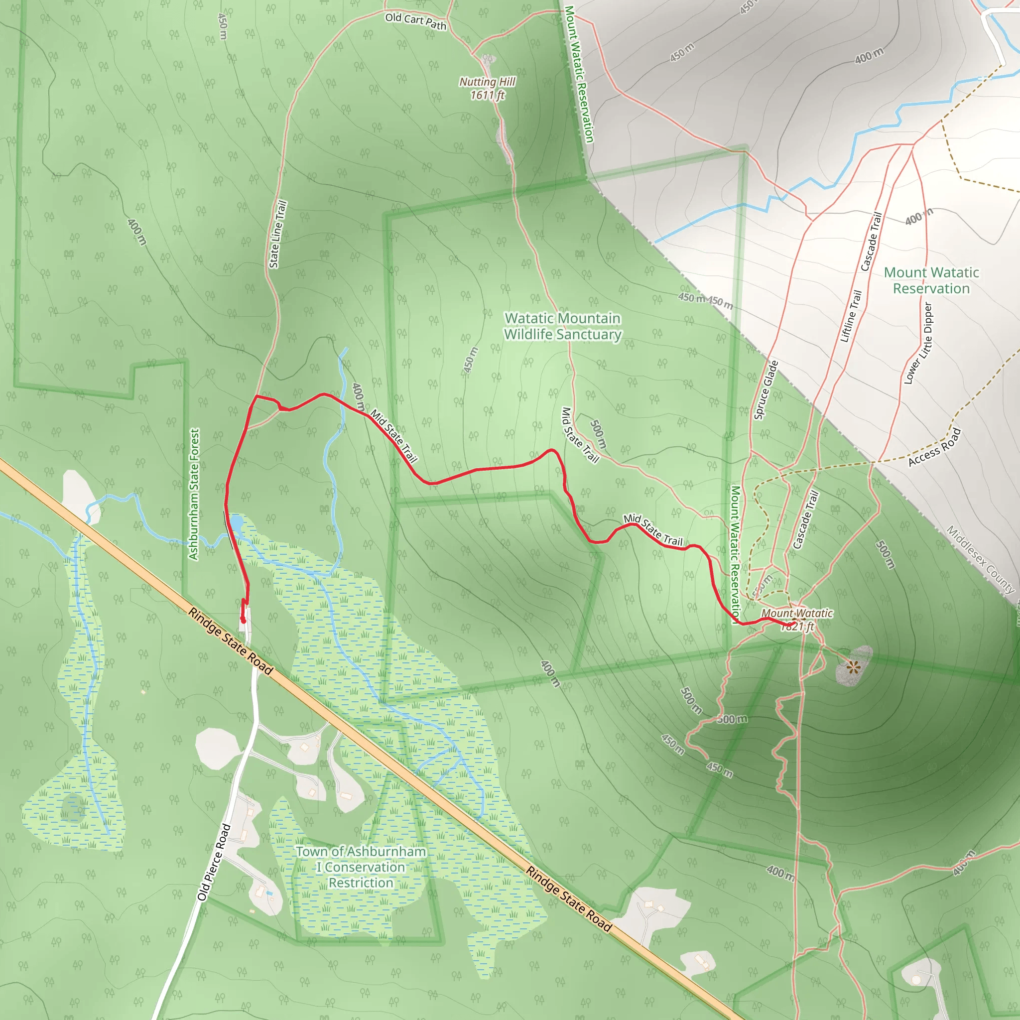 Mount Watatic Trail mobile static map