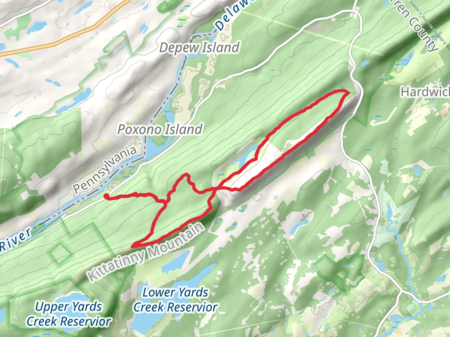 An image depicting the trail Catish Pond via Kaiser Trail and its surrounding area.