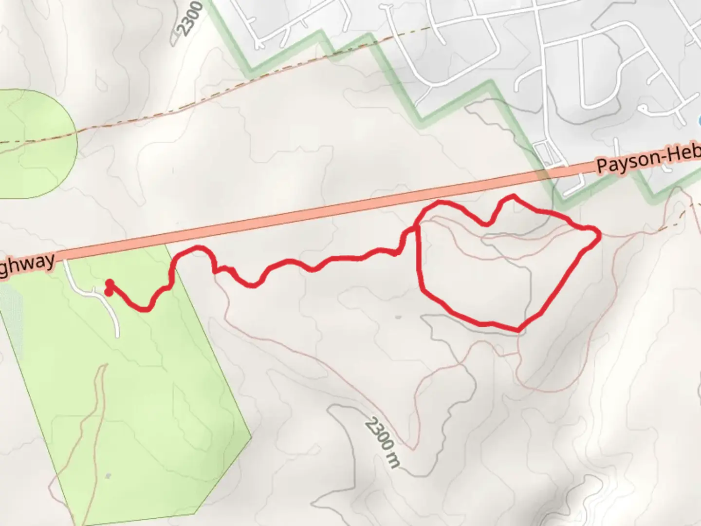 An image depicting the trail Spring Loop via Fellin Blue Trail and its surrounding area.