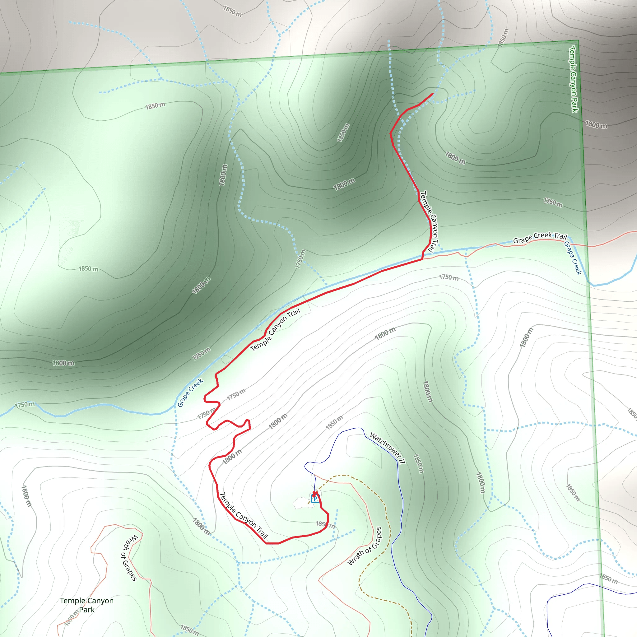 Grape Creek - Temple Canyon Trail mobile static map