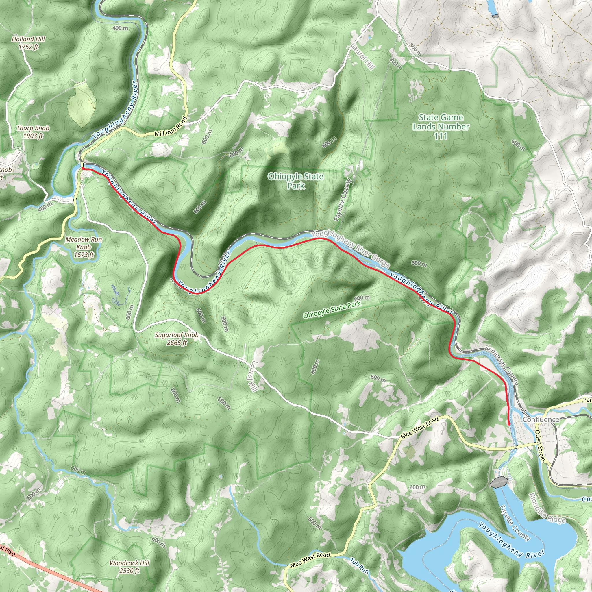 Ohiopyle to Confluence Trail mobile static map