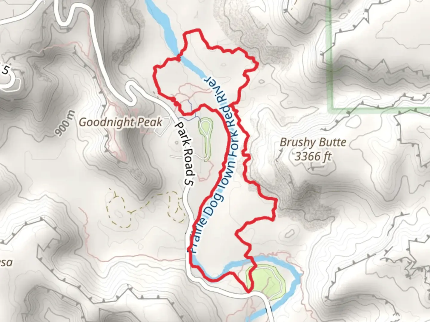 An image depicting the trail Kiowa Trail Loop and its surrounding area.