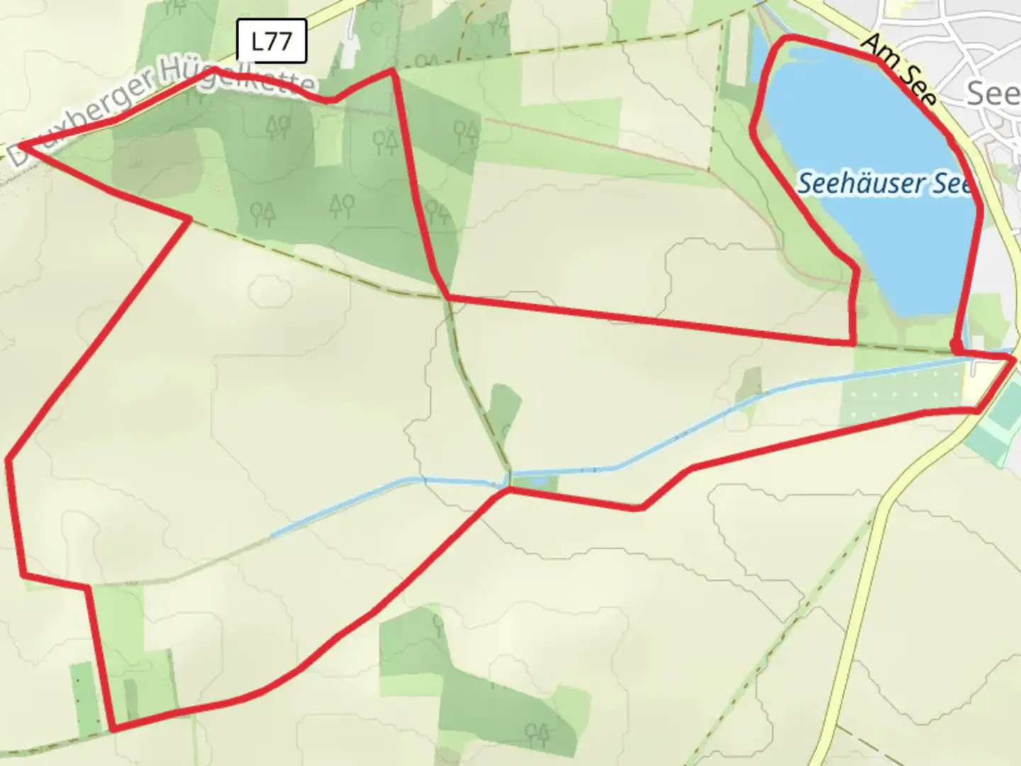 An image depicting the trail Seehäuser See Loop and its surrounding area.
