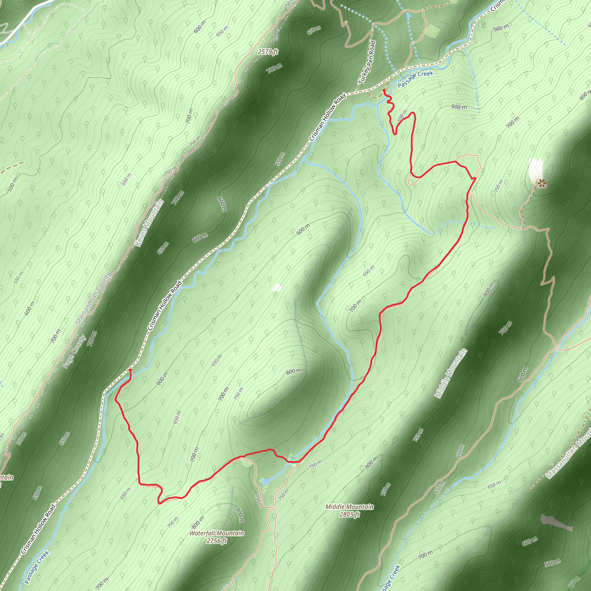 Scothorn Gap Trail via Gap Creek Trail mobile static map