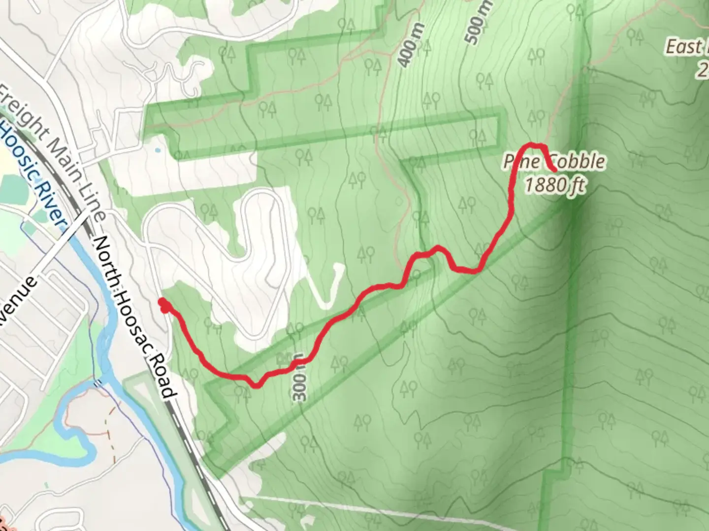 An image depicting the trail Pine Cobble Trail and its surrounding area.