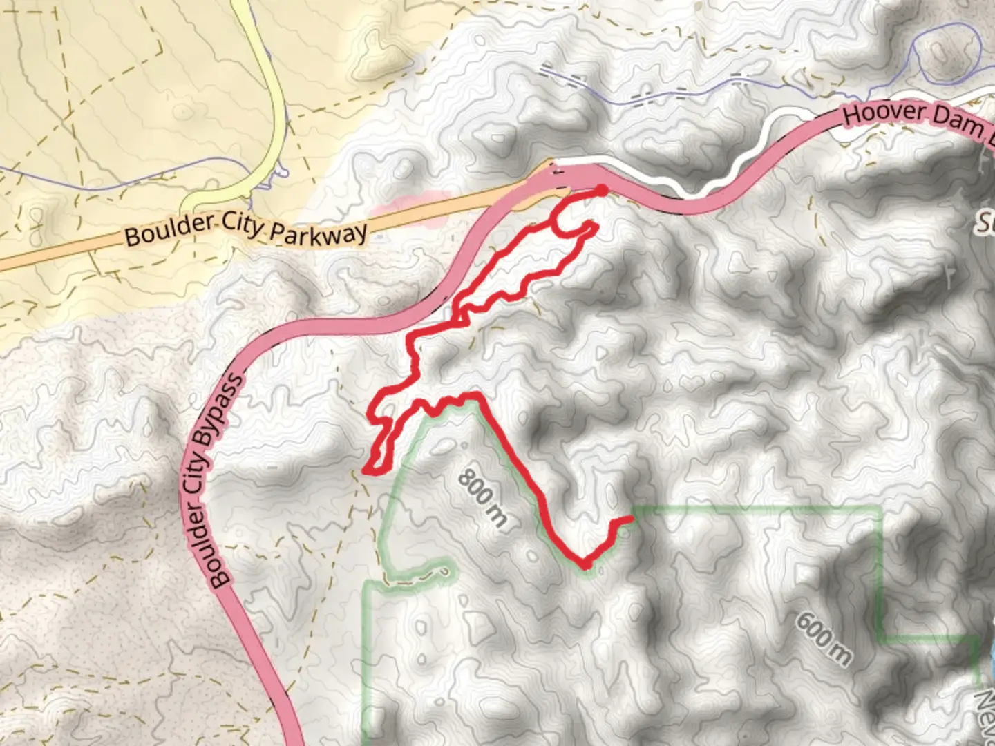 An image depicting the trail Black Canyon Overlook Road and Goldstrike Pass Road Loop and its surrounding area.