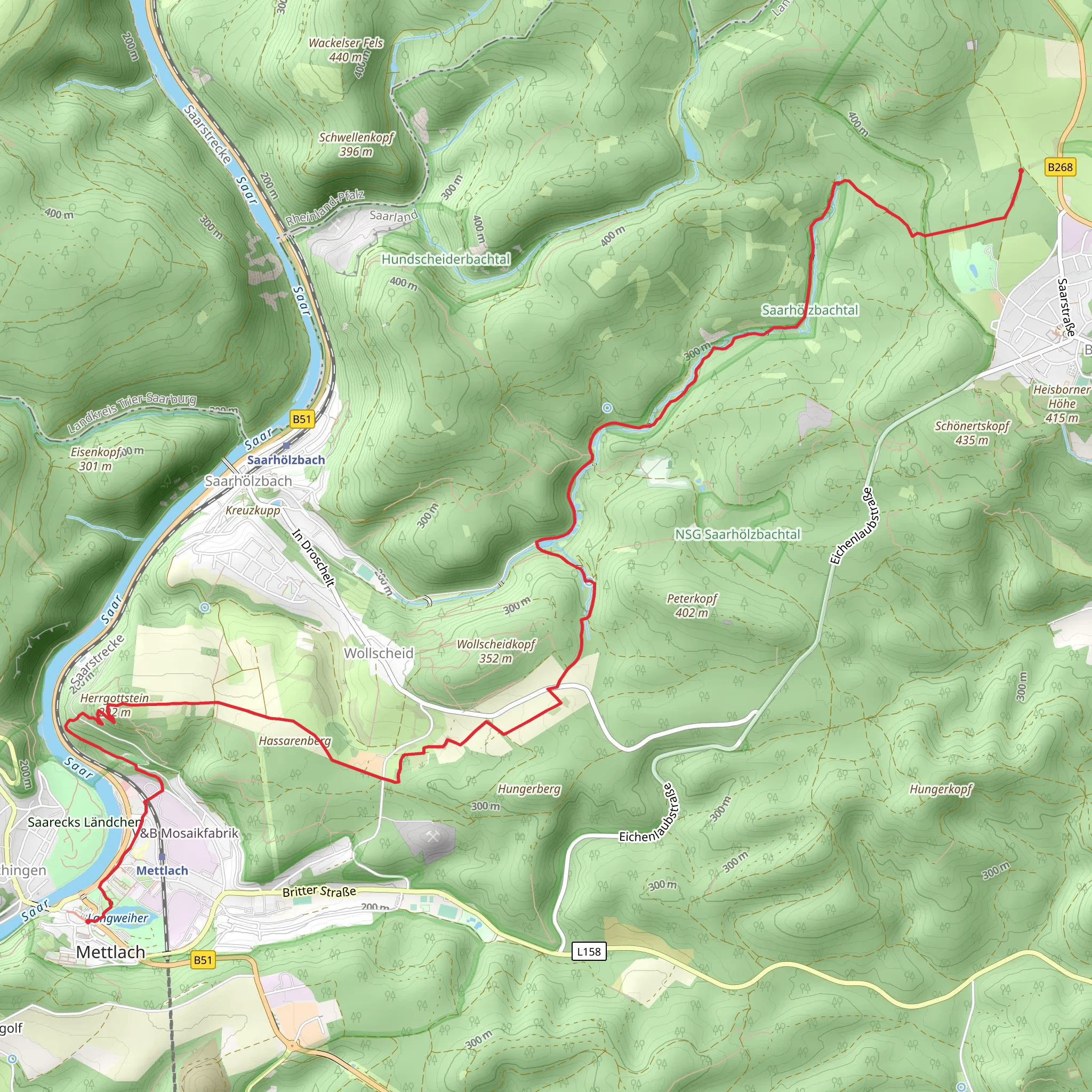 Mettlach to Bergen via Herrgottstein and Saar-Hunsrueck Steig mobile static map