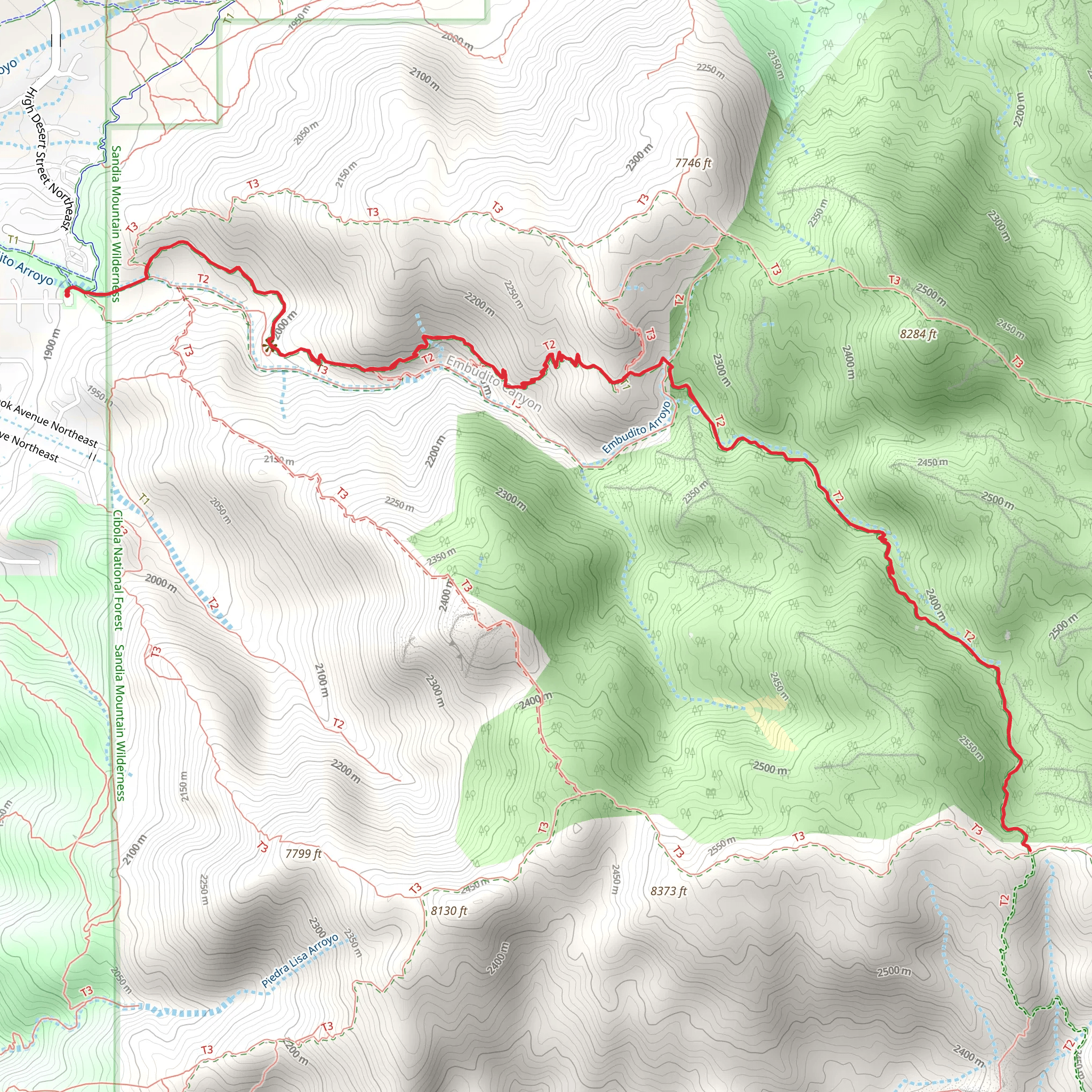 Embudito Trail mobile static map