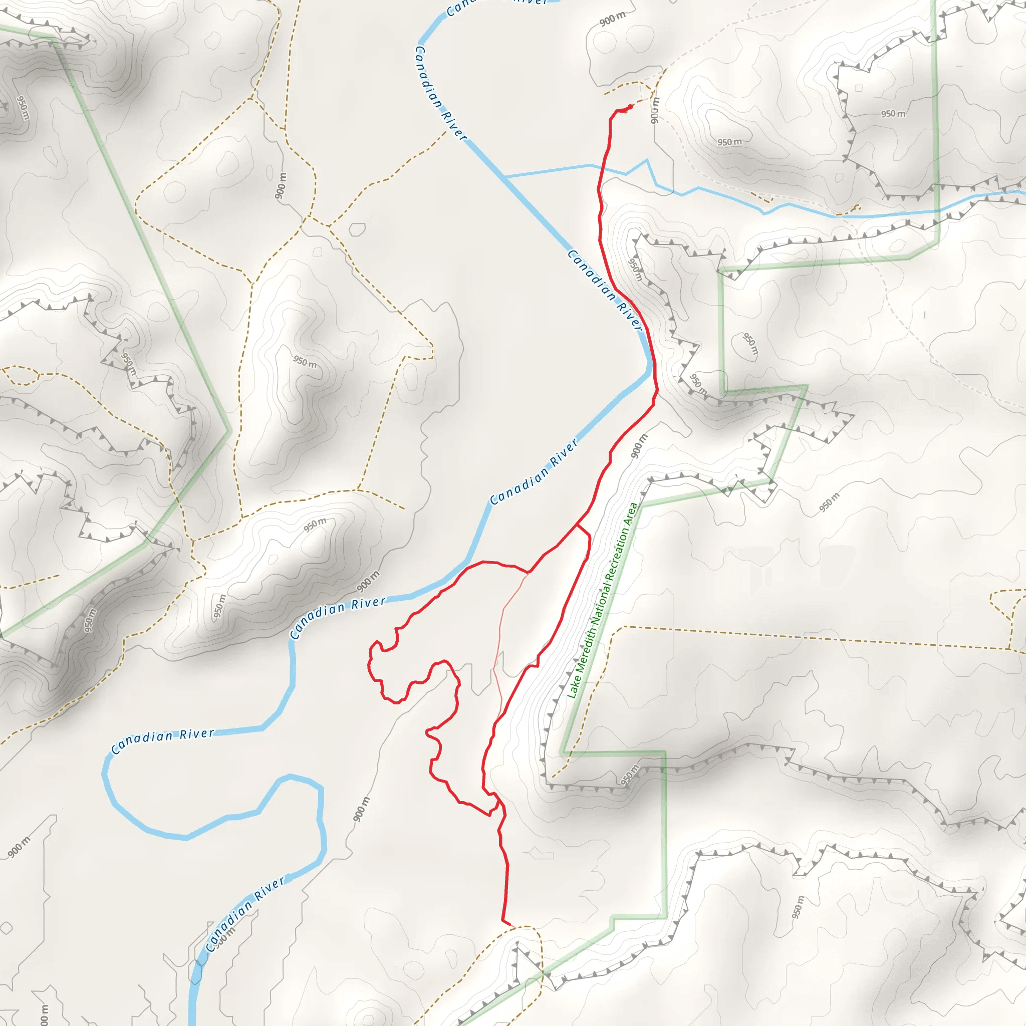 Canadian River Walk along mobile static map