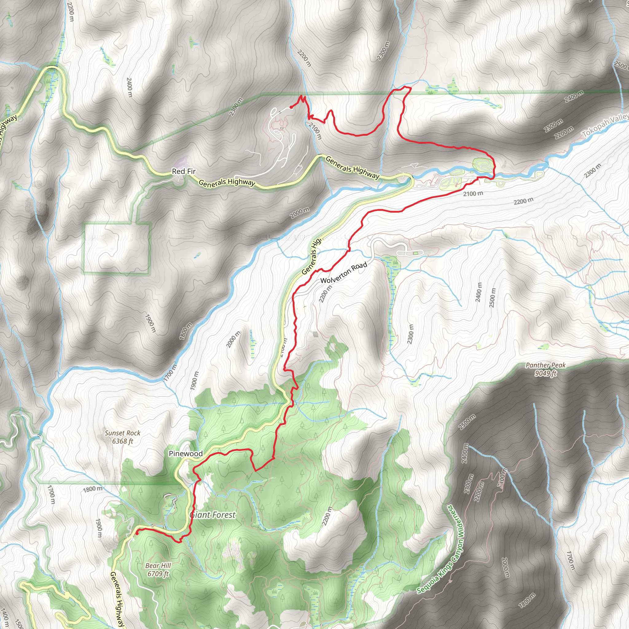 Rimrock Trail and Sherman Tree Trail mobile static map