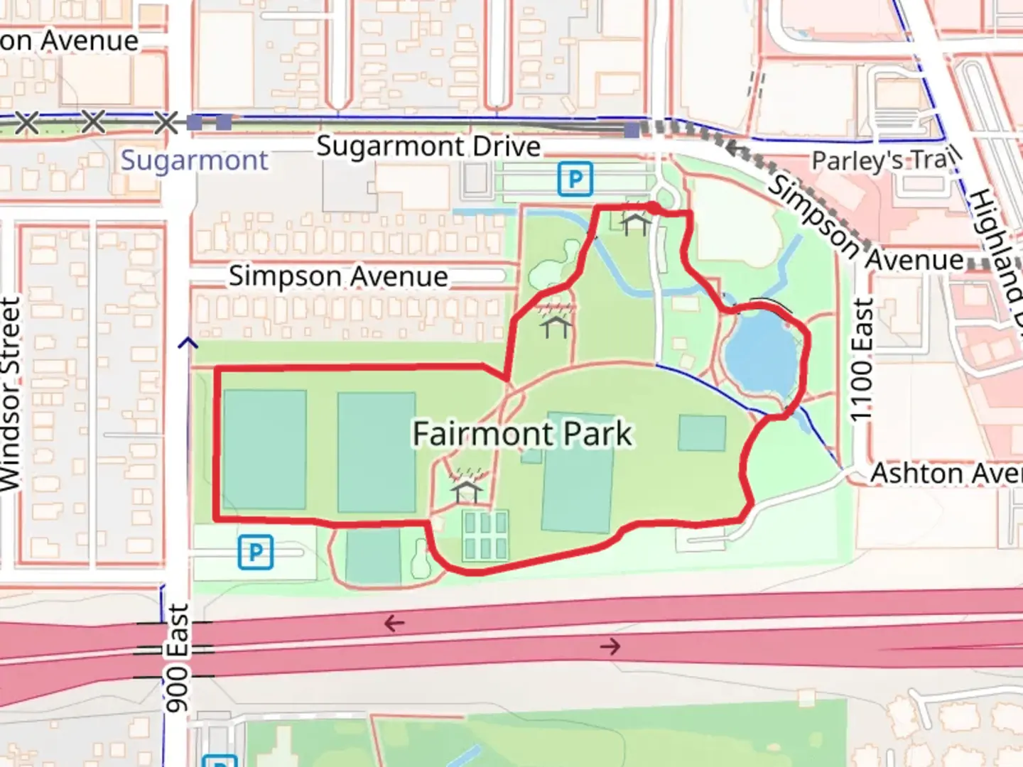An image depicting the trail Fairmont Park Loop and its surrounding area.