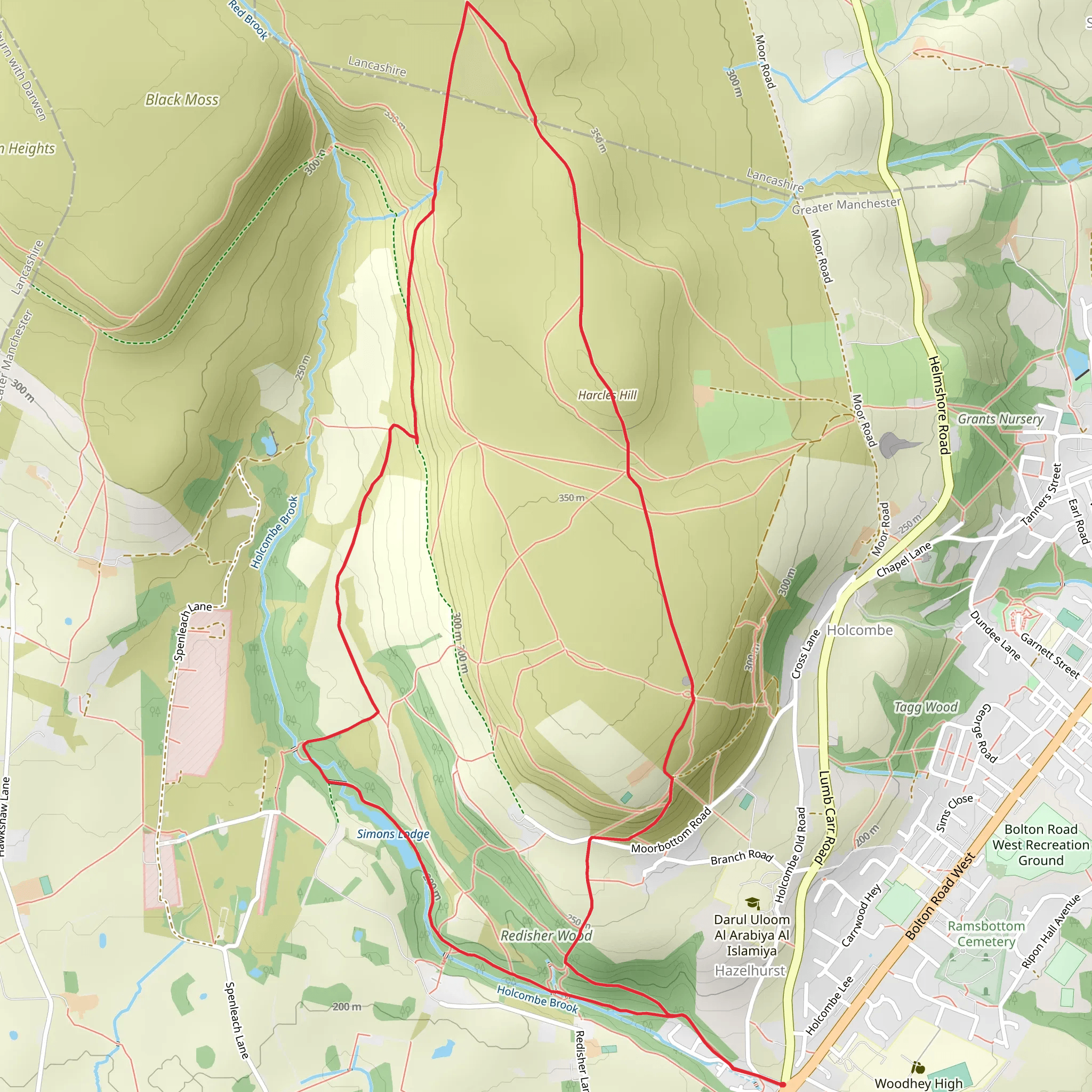 Harcles Hill, Pilgrims Cross and Simons Lodge mobile static map