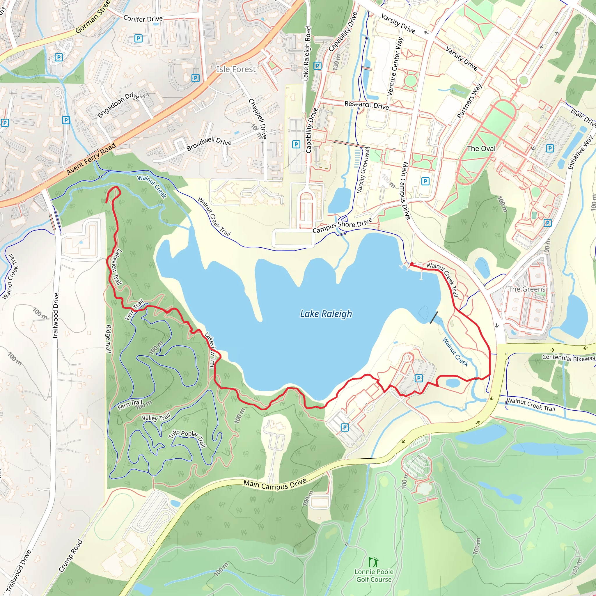 Lake Raleigh Southern Shore Trail mobile static map