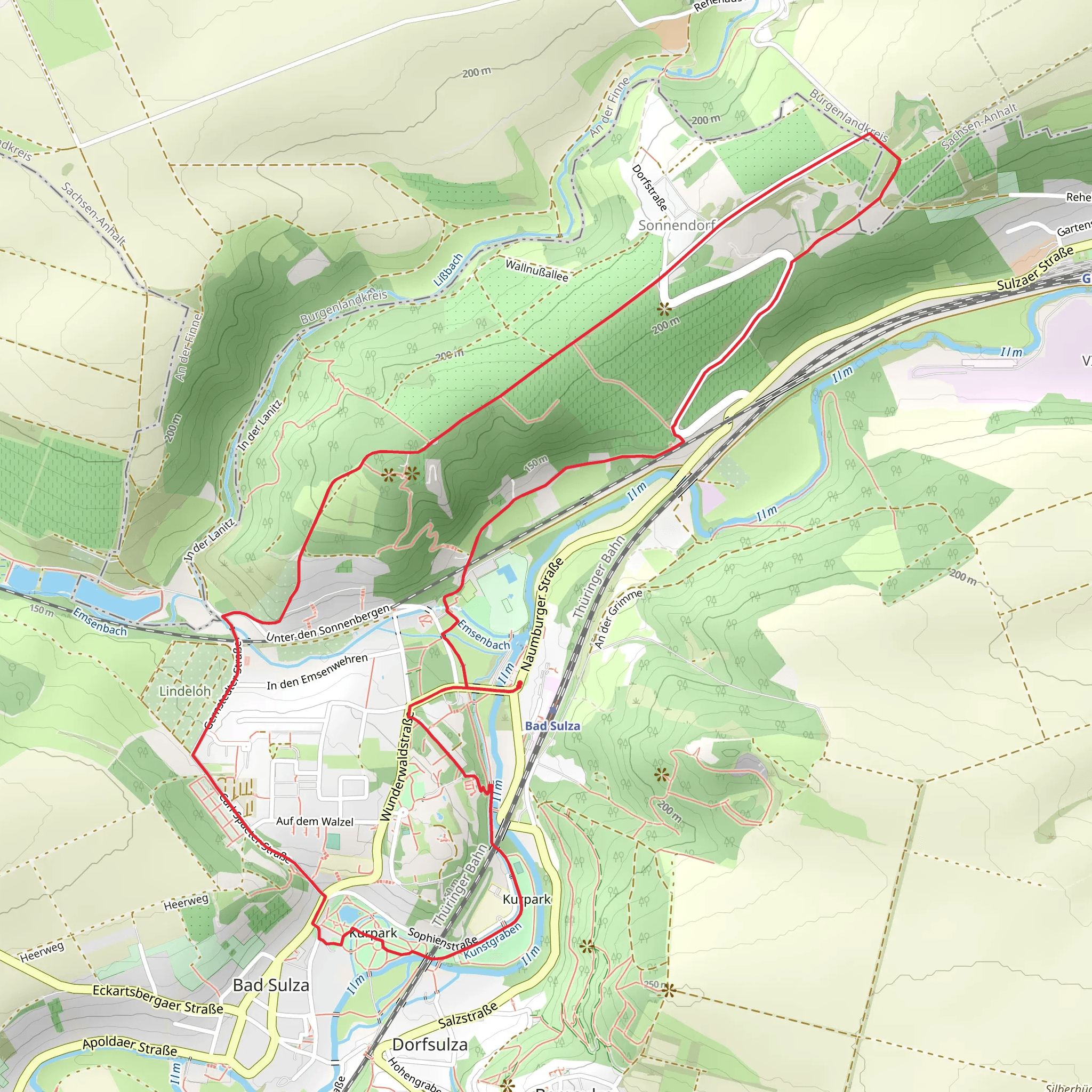 Thüringer Weintor, Schwanenteich and Kurpark via Weinwanderweg Bad Sulza mobile static map