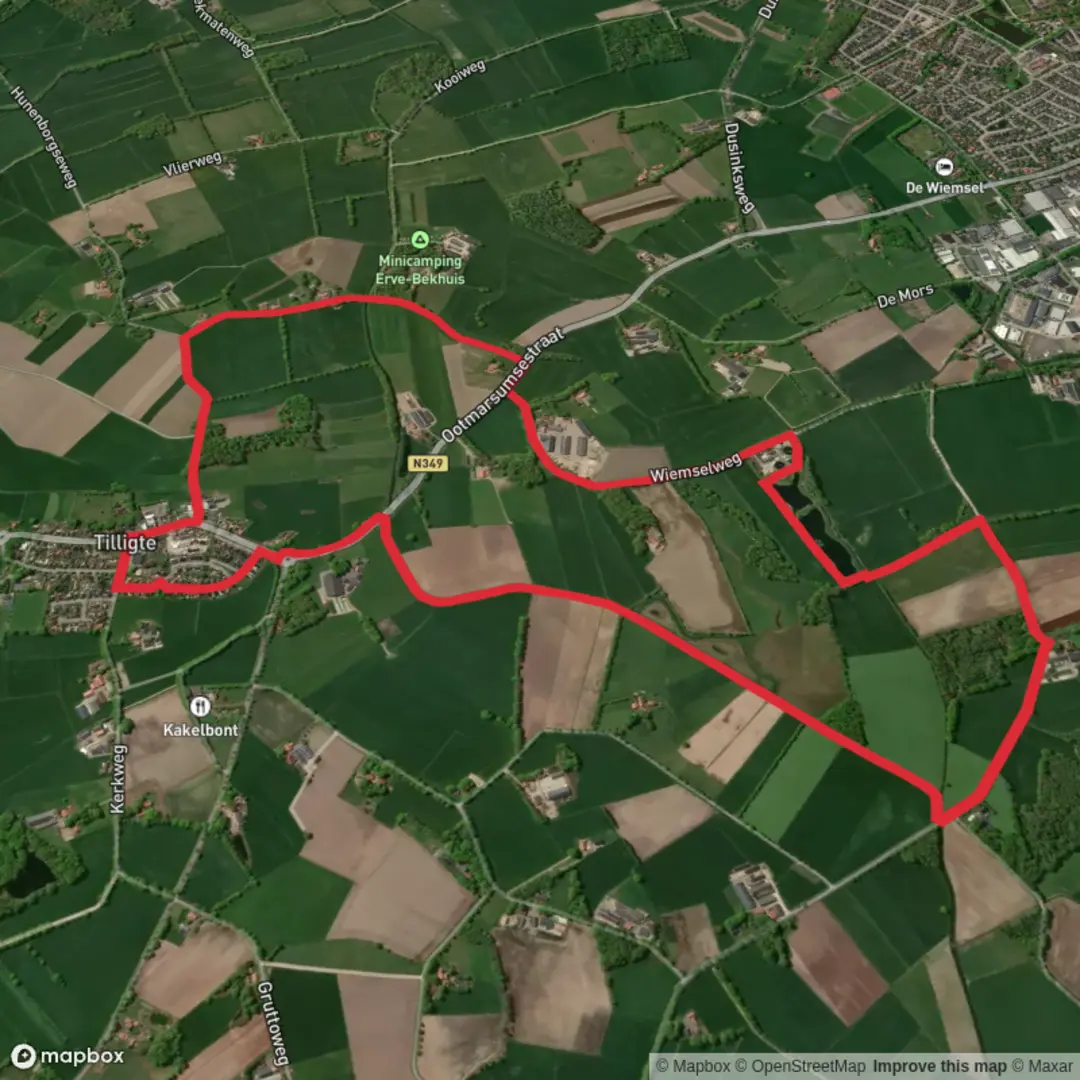 An image depicting the trail Enkterbrug and Zuiveringsinst Loop and its surrounding area.