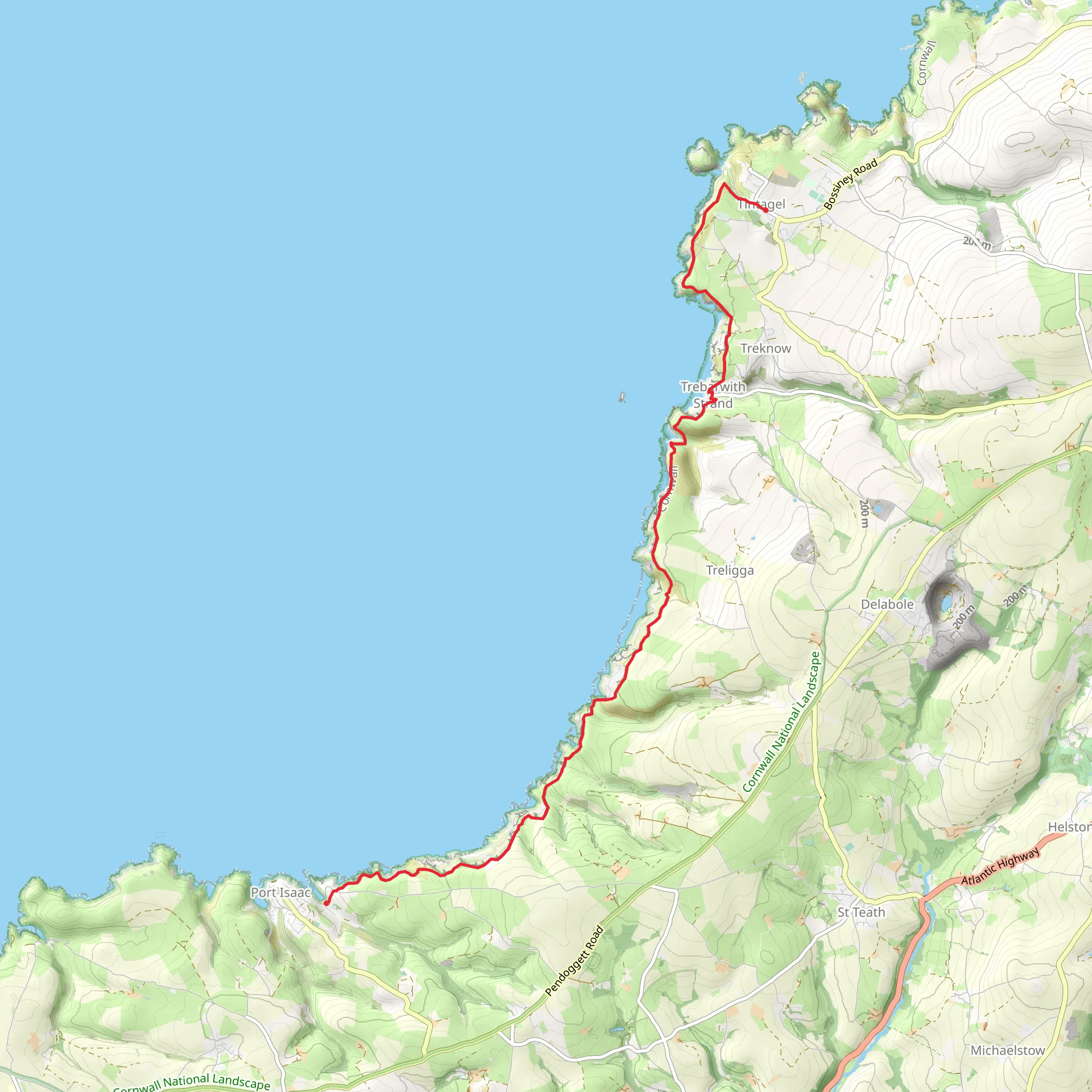 Port Isaac to Tintagel Walk mobile static map