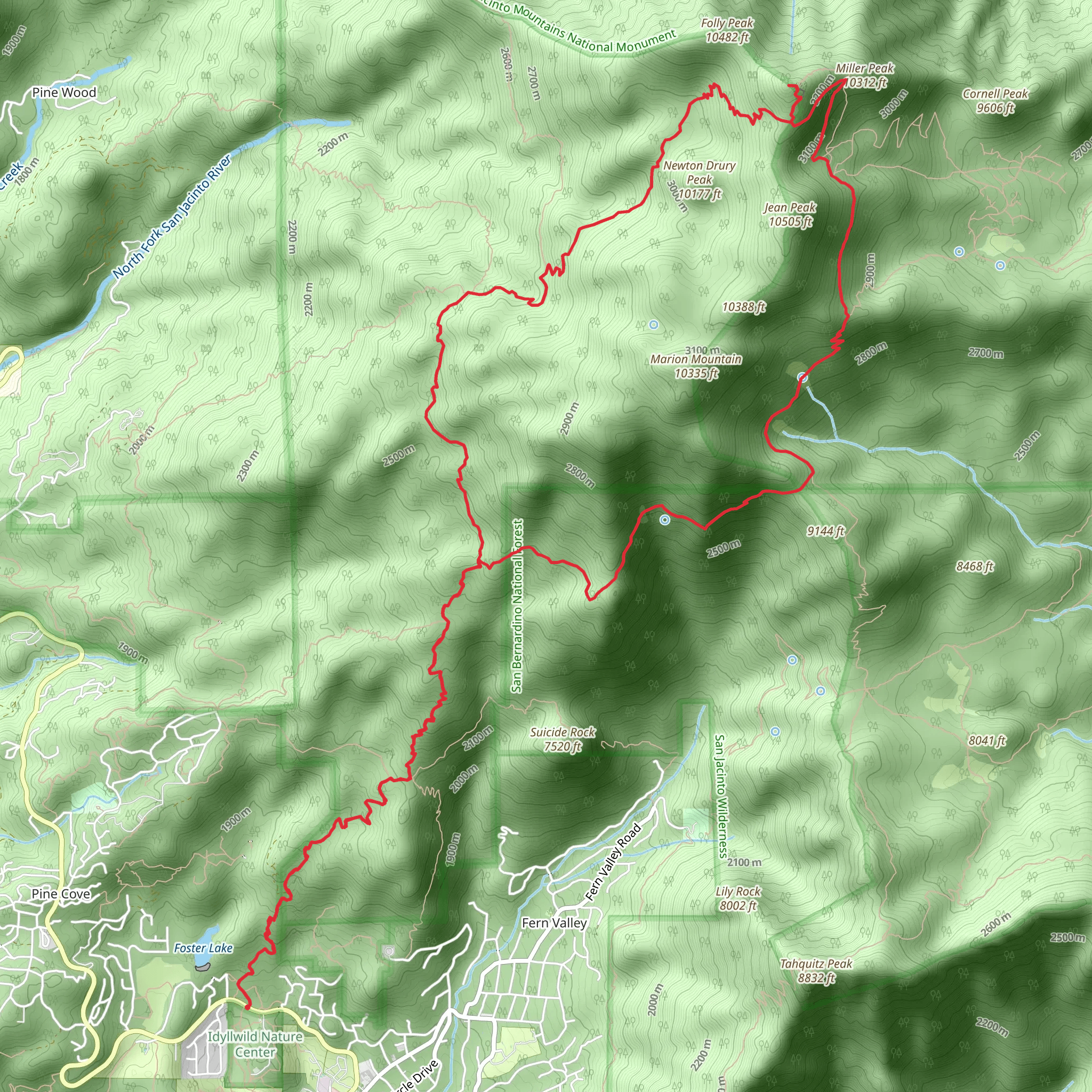 Deer Springs and San Jacinto Peak Loop Trail mobile static map