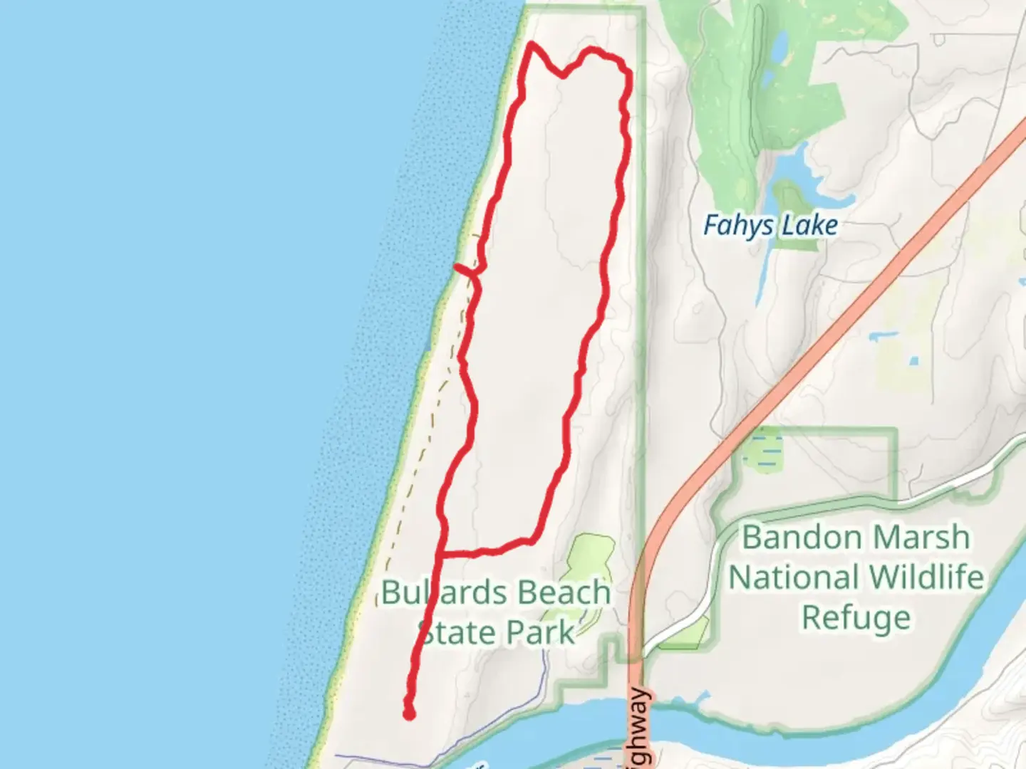 An image depicting the trail Pearl's - Three Mares - North Loop Trail and its surrounding area.