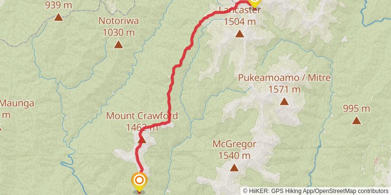 Tararua Range Mutli-day Loop stage 3 Map