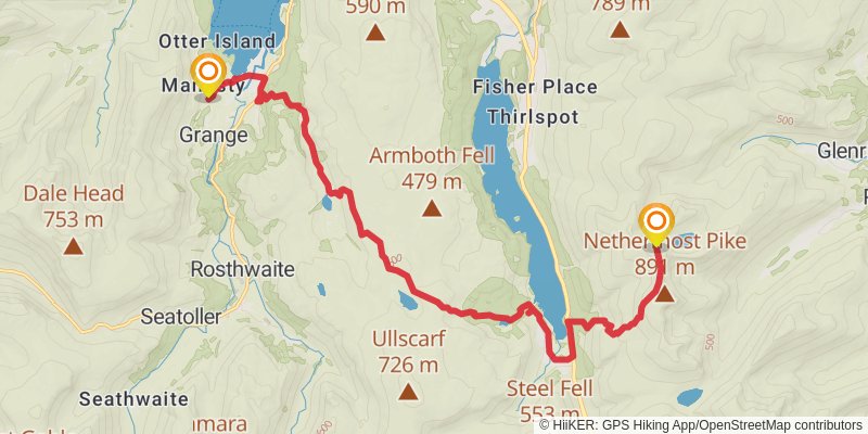 Staveley to Ambleside Walk stage 4 Map