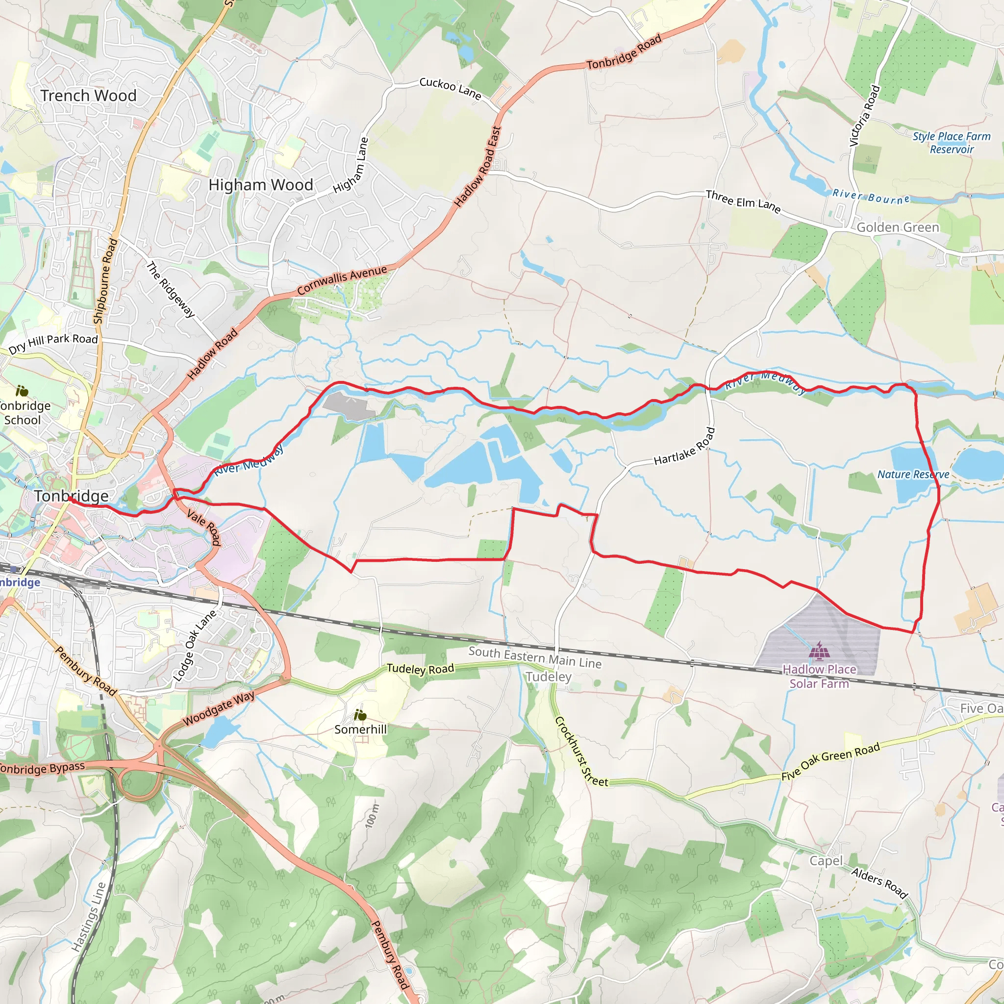 Tonbridge Eastern Loop via River Medway mobile static map