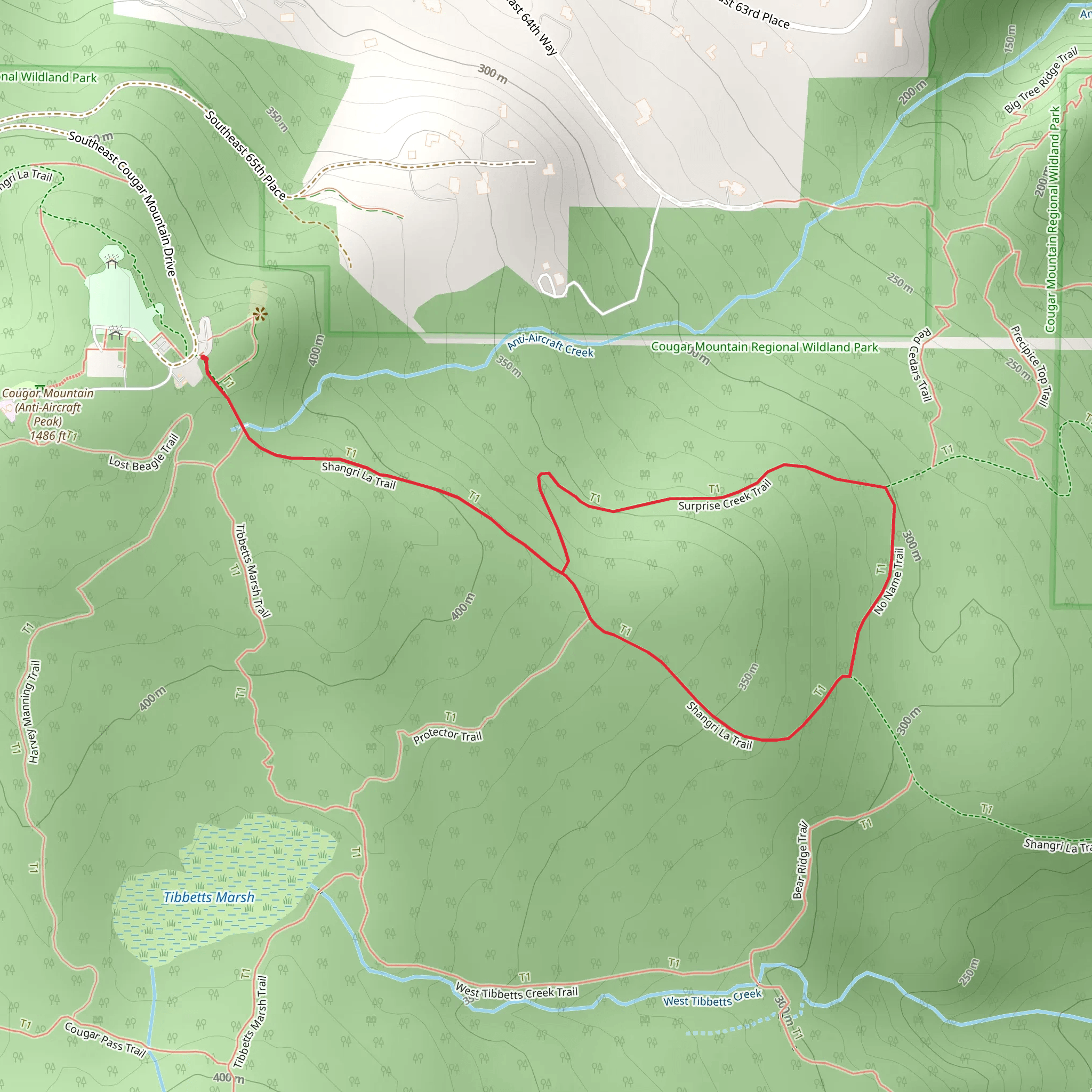 Shangri La Trail and Surprise Creek Trail mobile static map