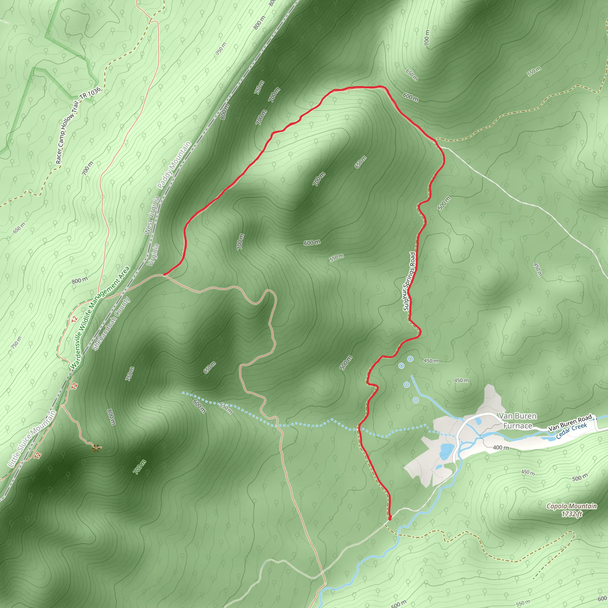 Sulphur Spring Gap Trail mobile static map