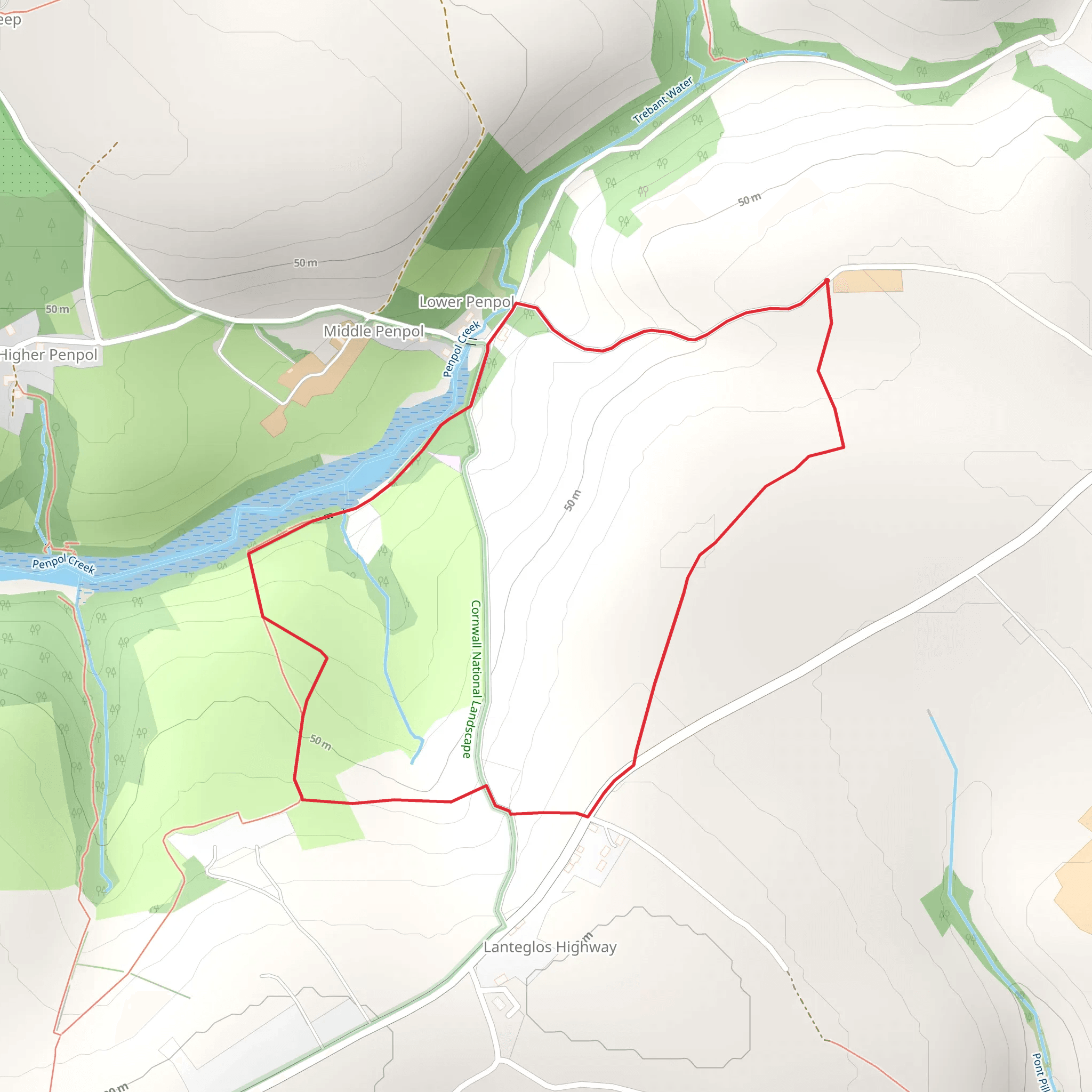 Lower Penpol to Lanteglos Highway Loop mobile static map