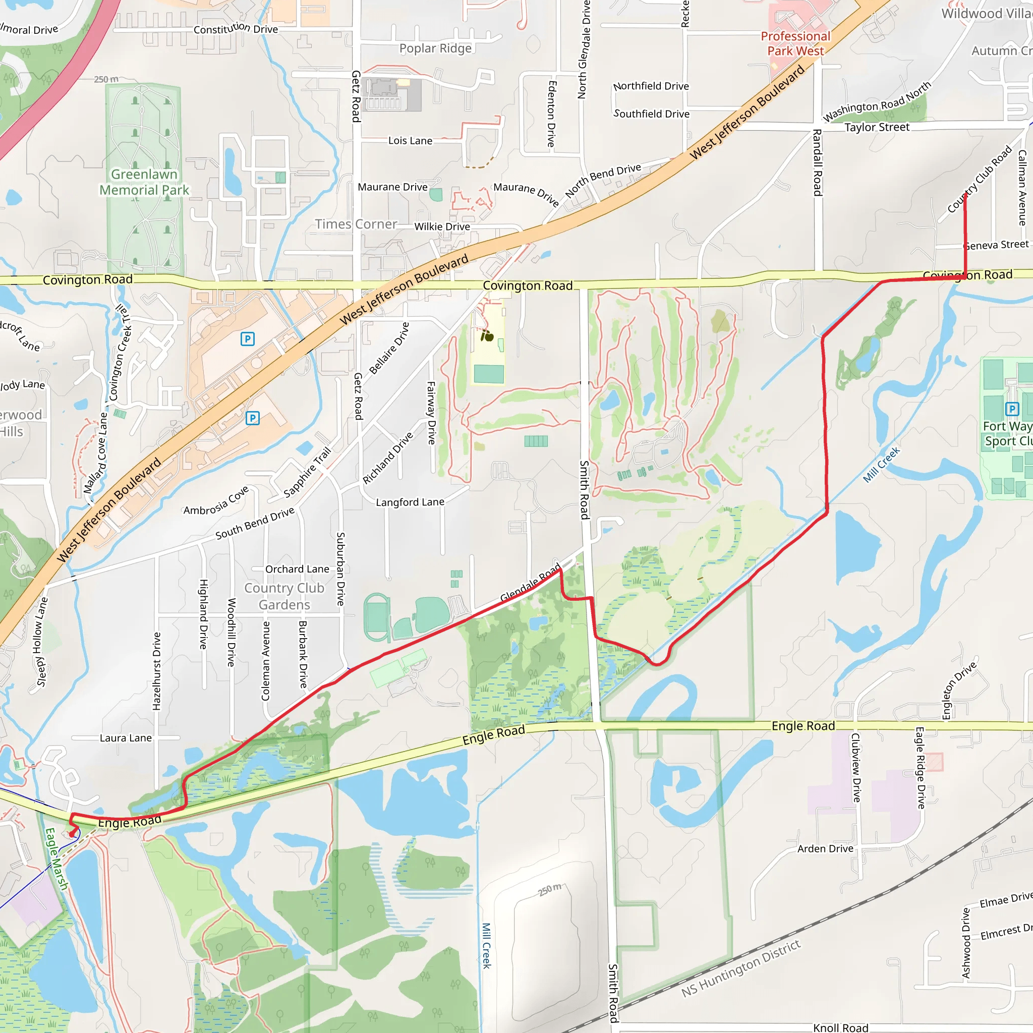 Towpath Trail and Mill Creek mobile static map