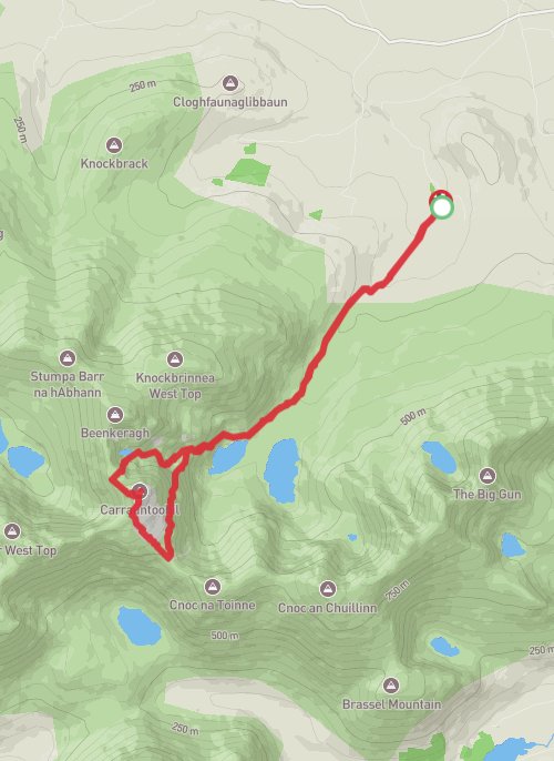 Hike on Carrauntoohil via The Heavenly Gates mobile static map