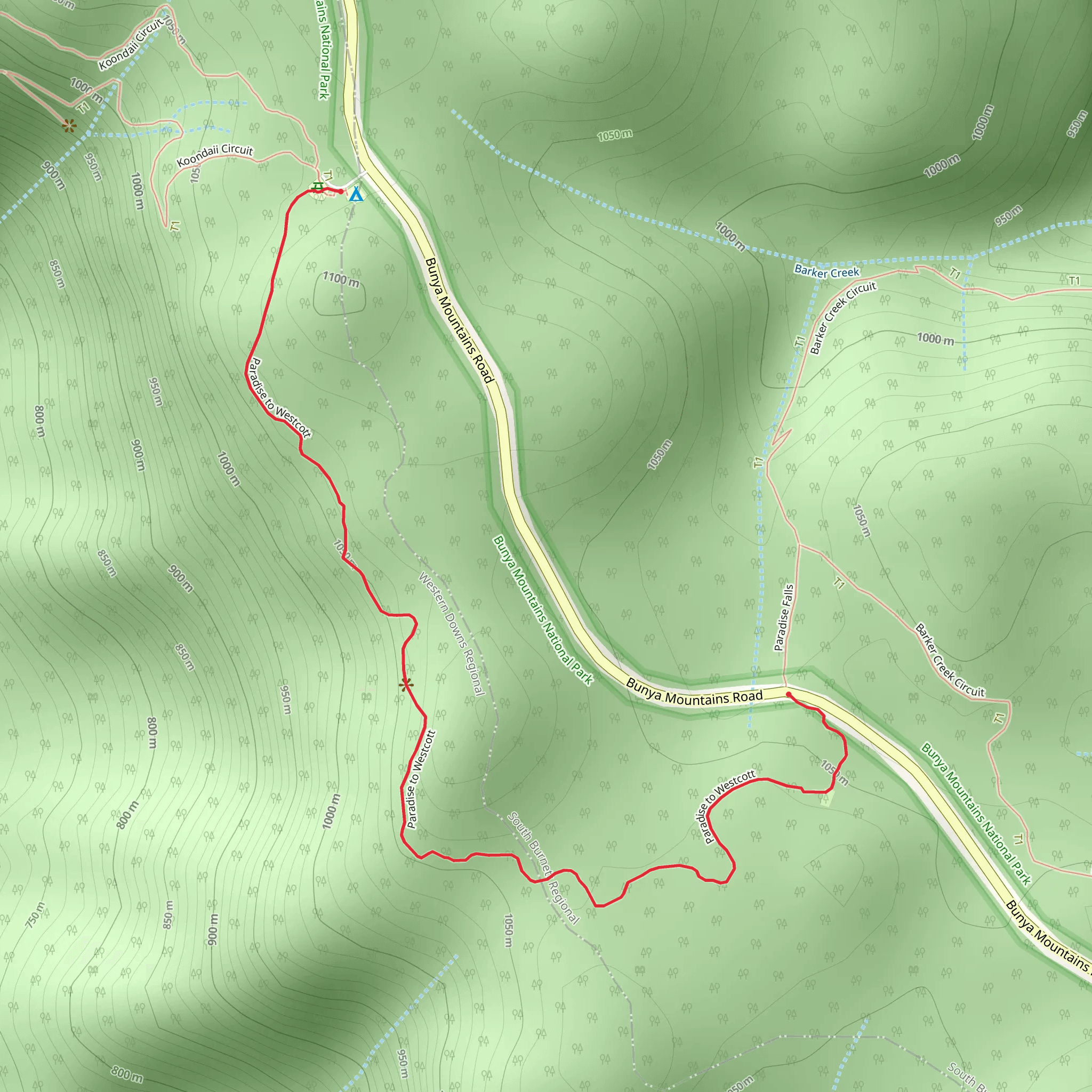 Paradise to Westcott Track mobile static map