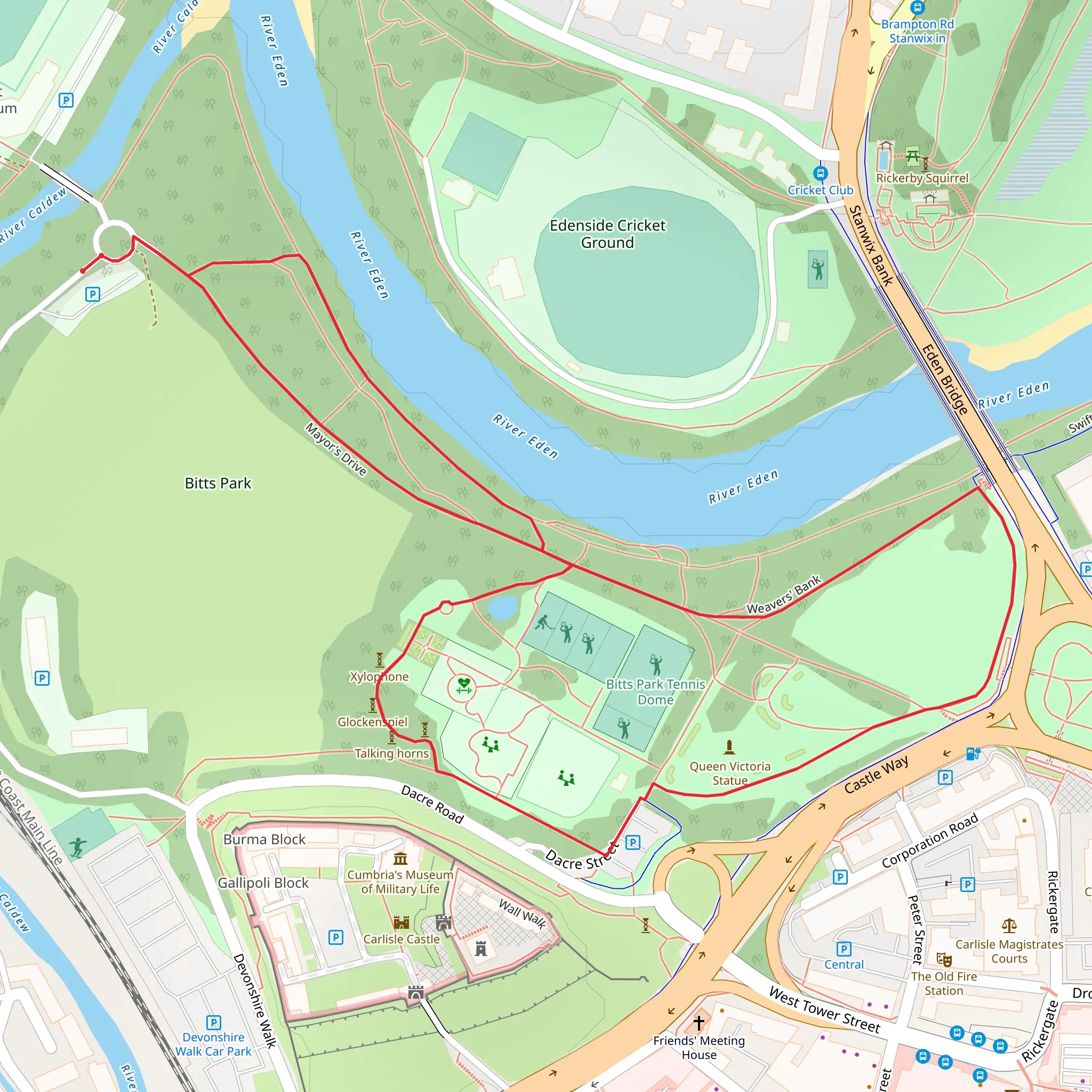 Bitts Park Short Loop mobile static map