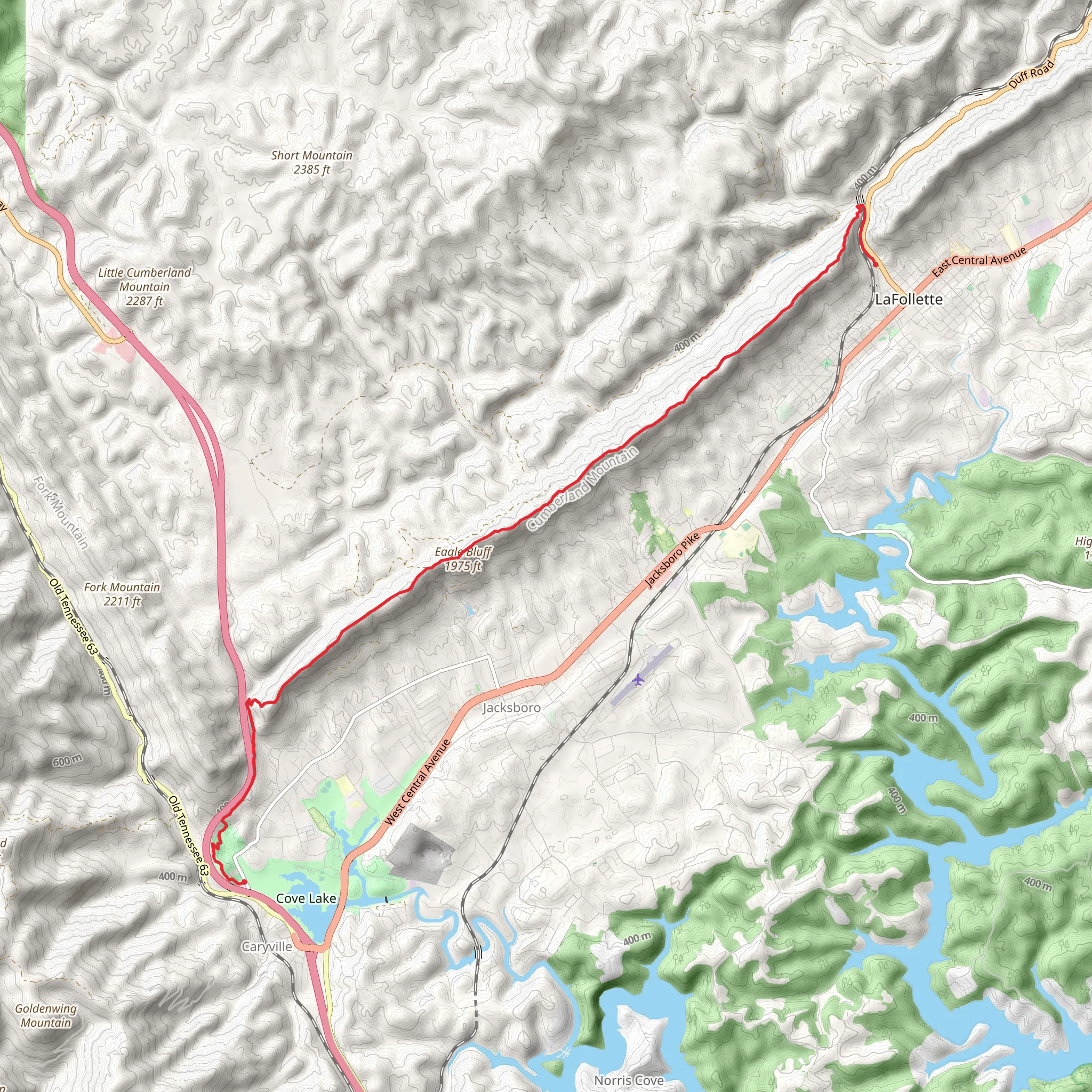 Volunteer Loop to Tank Springs and Cumberland Trail mobile static map