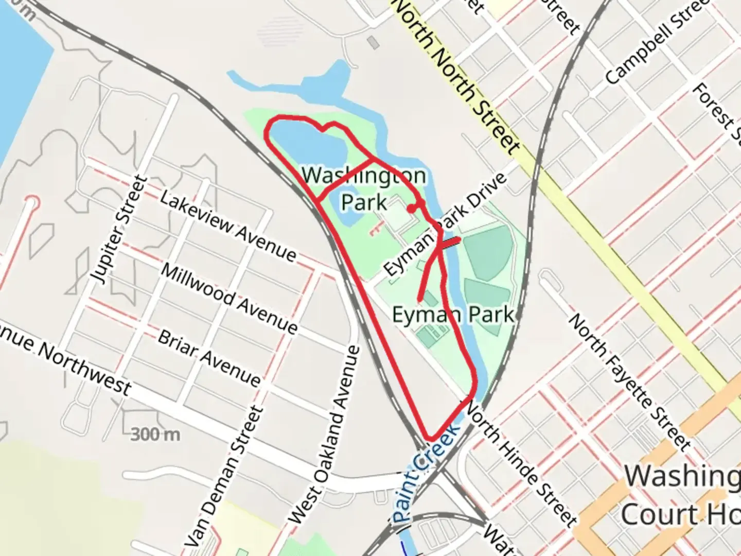 An image depicting the trail Washington Park Loop and its surrounding area.