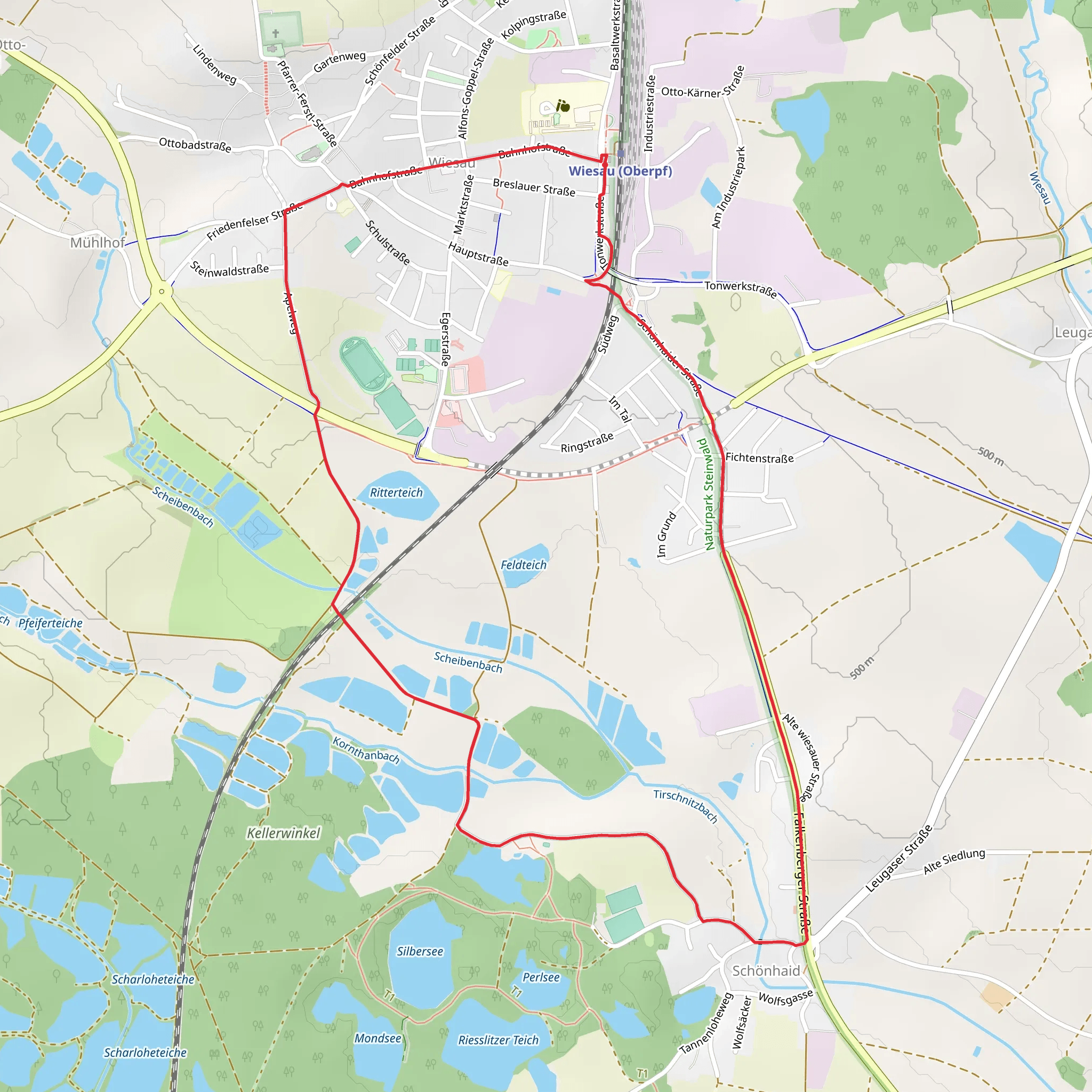 Ritterteich and Kipp via Wiesau Wanderweg mobile static map