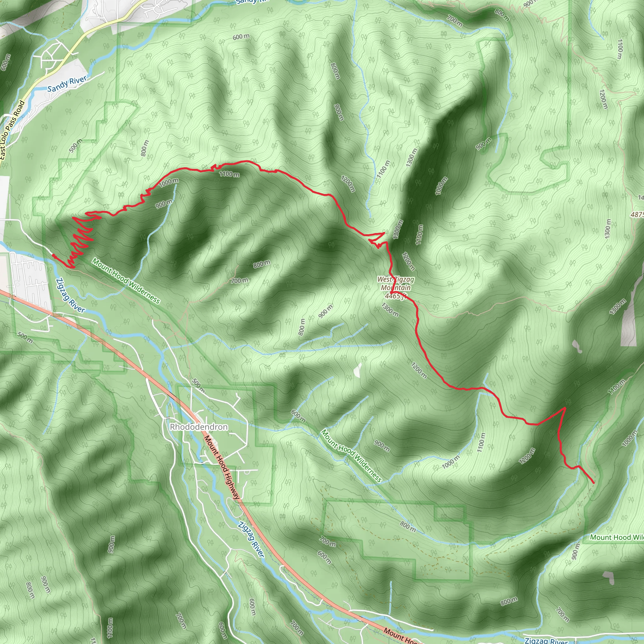 West Zigzag Mountain mobile static map