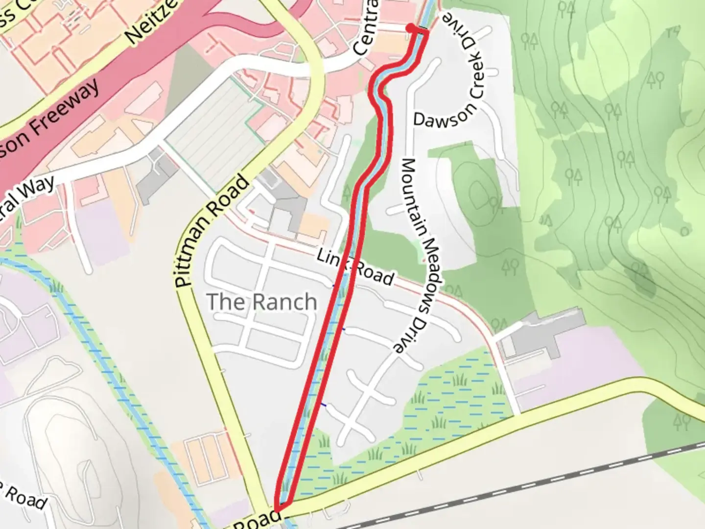 An image depicting the trail Dan Wilson Creek Loop and its surrounding area.