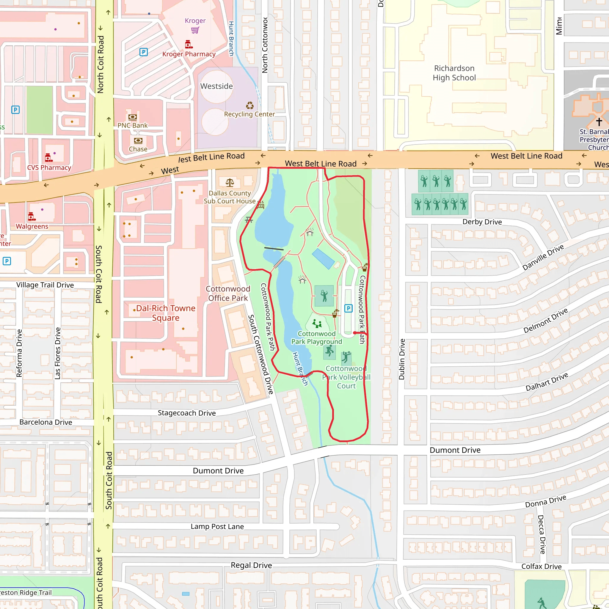 Cottonwood Park Path Loop mobile static map