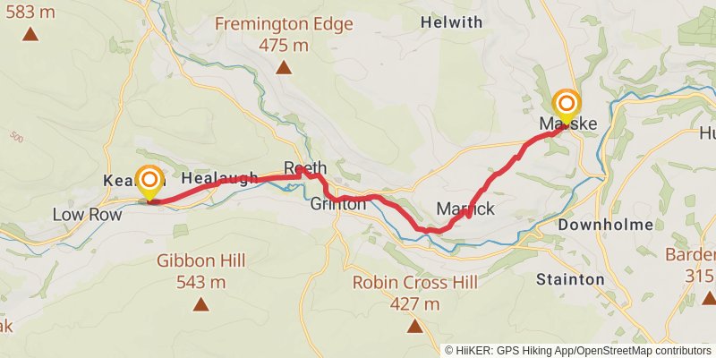 Leyburn to Richmond via Pennine Bridleway stage 6 Map