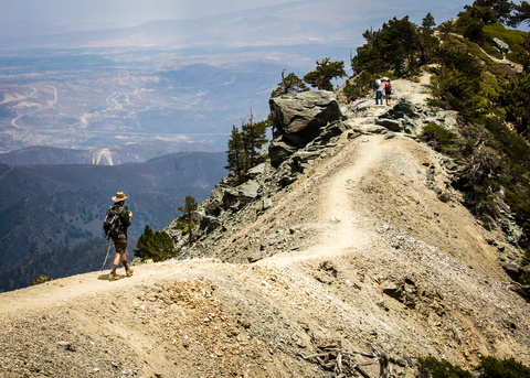 An image depicting the trail Mount Baldy via Devil's Backbone Trail and its surrounding area.