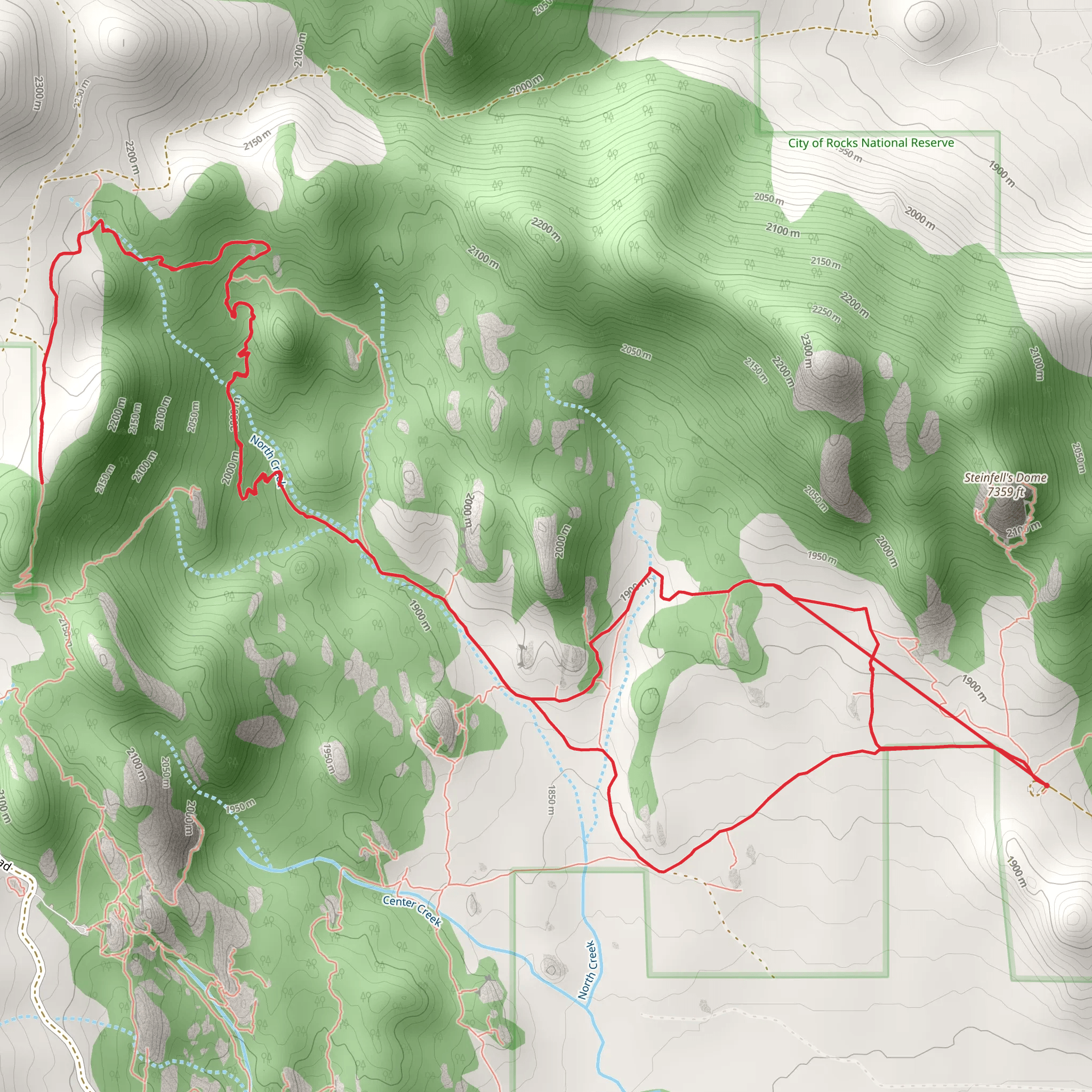 Geo Watt, North Fork Circle Creek and Stripe Rock Loop Trail mobile static map