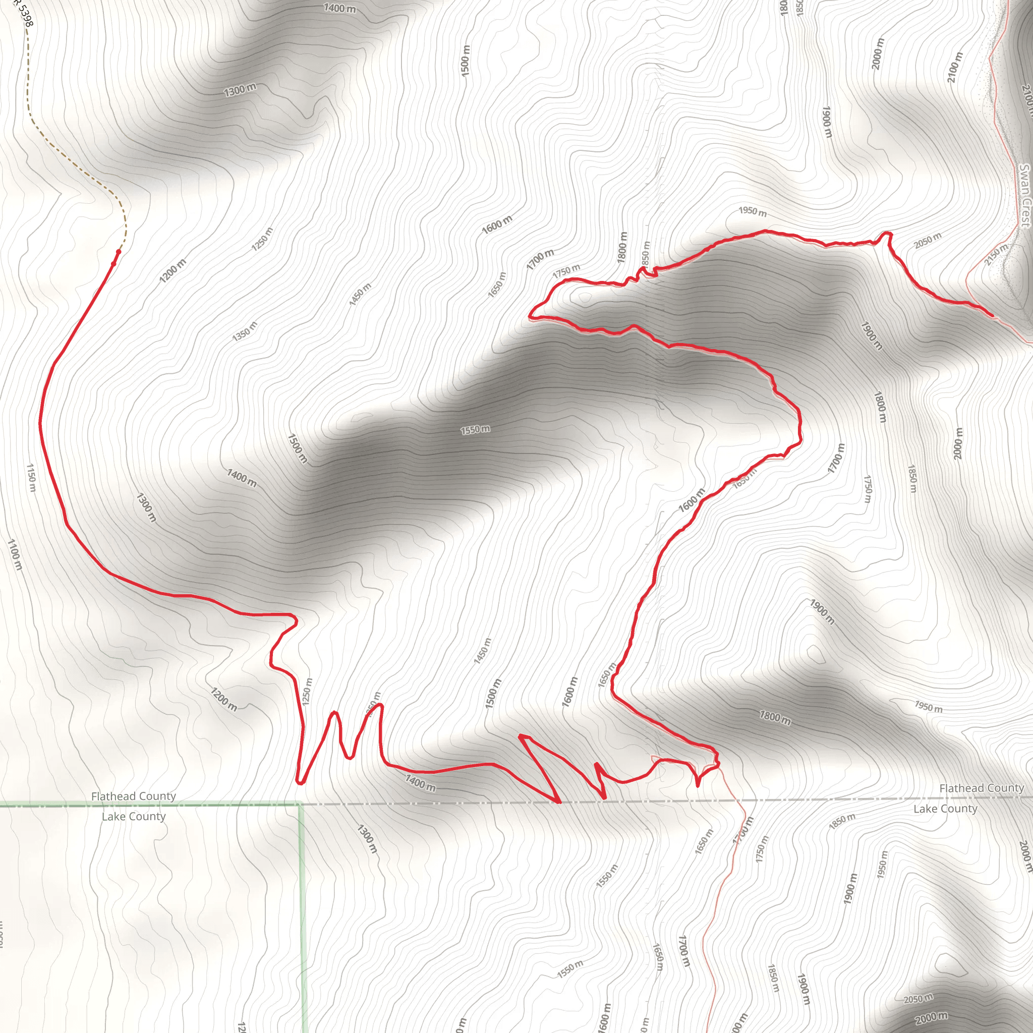 Broken Leg Divide Trail via Peterson Creek Trail mobile static map