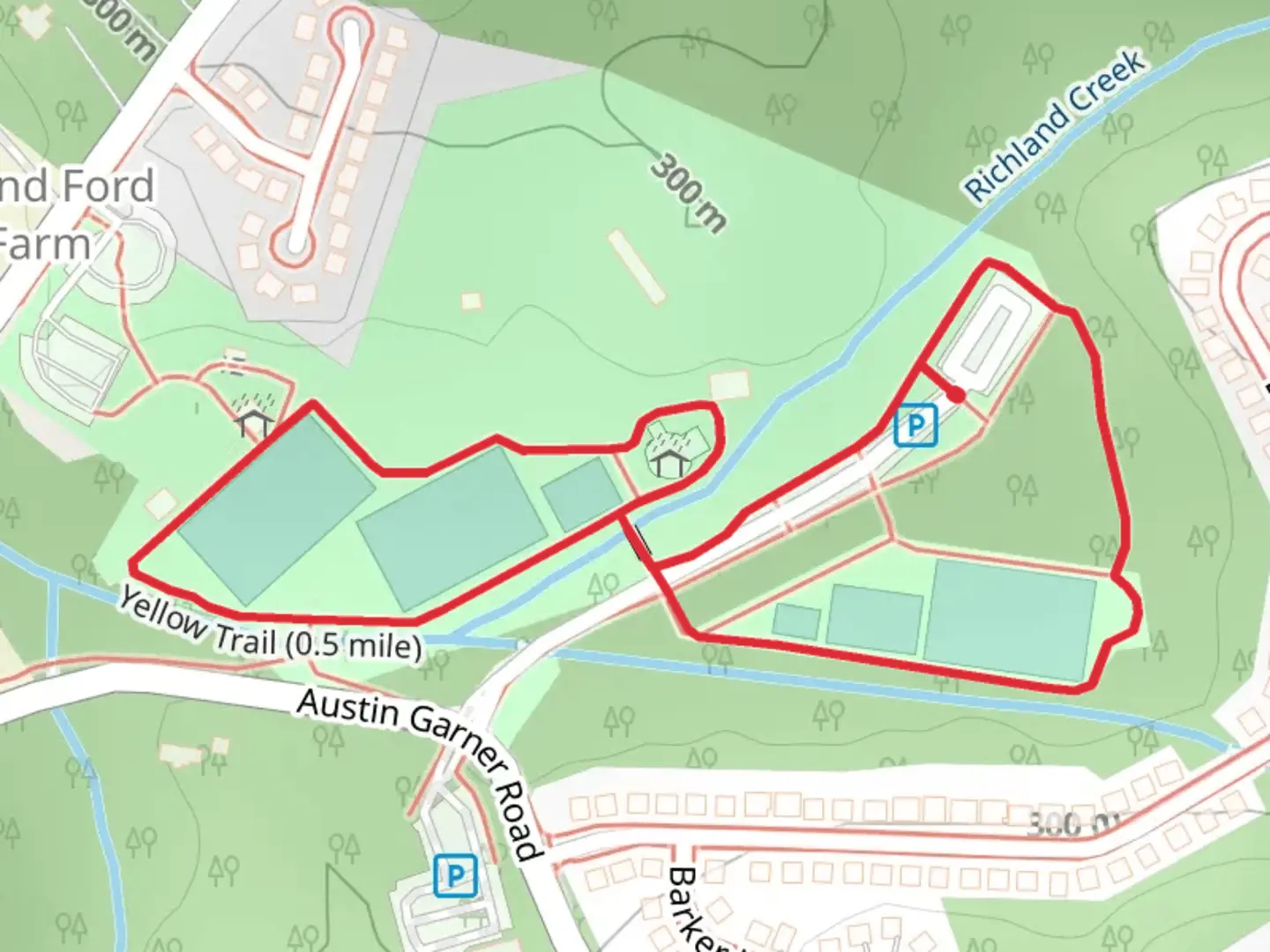 An image depicting the trail Richland Creek - Yellow Trail and its surrounding area.